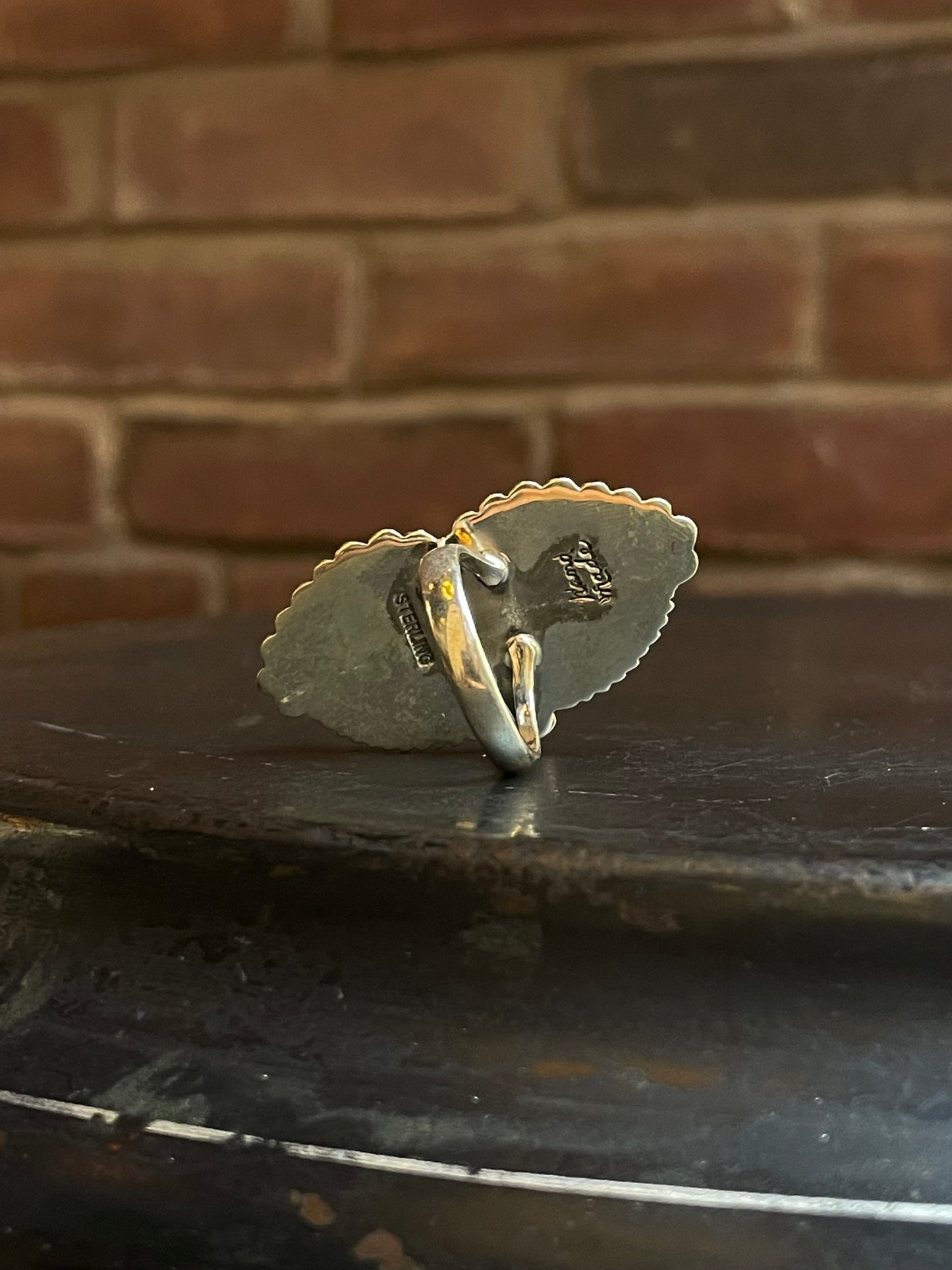 Turquoise Feather Ring Size 8 | Sterling Silver E893