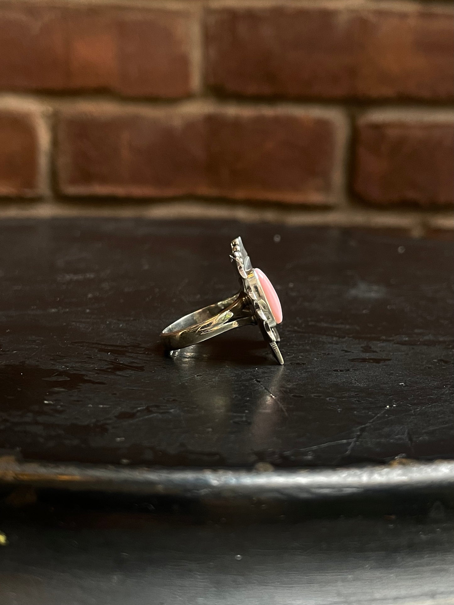 Pink Conch Butterfly Ring Size 7.5 | 925 Sterling Silver Southwest E117