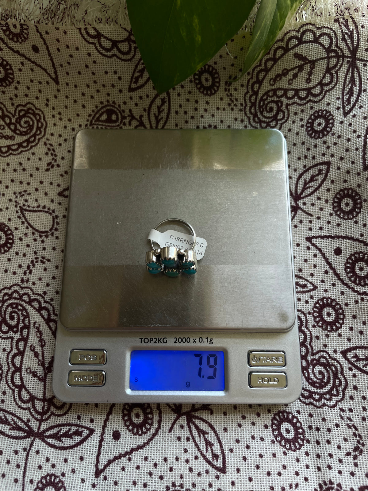 Turquoise Cluster Ring Size 8 | 925 Sterling Silver D297