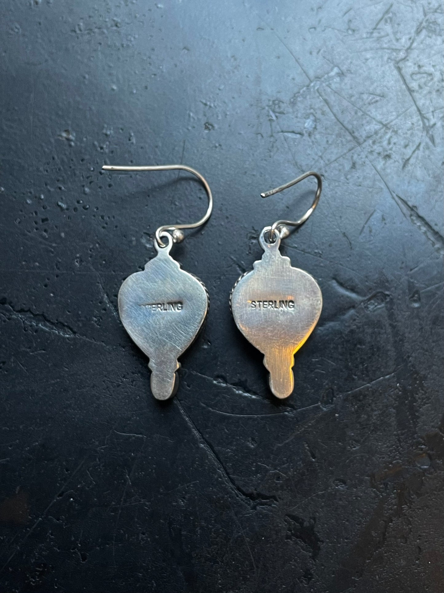 Pink Conch Kingman Turquoise Earrings | Heart Drop Hook E669