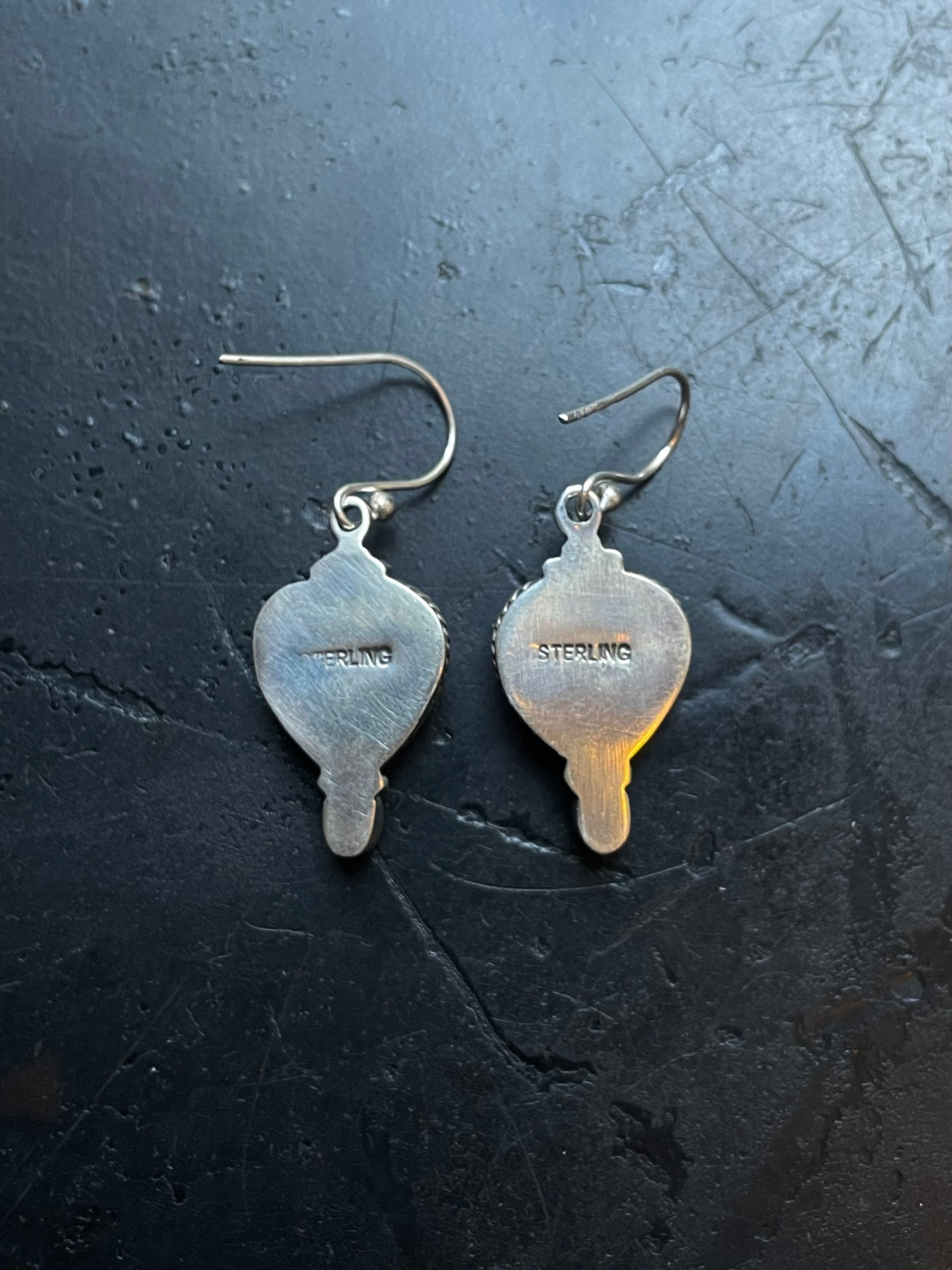 Pink Conch Kingman Turquoise Earrings | Heart Drop Hook E669