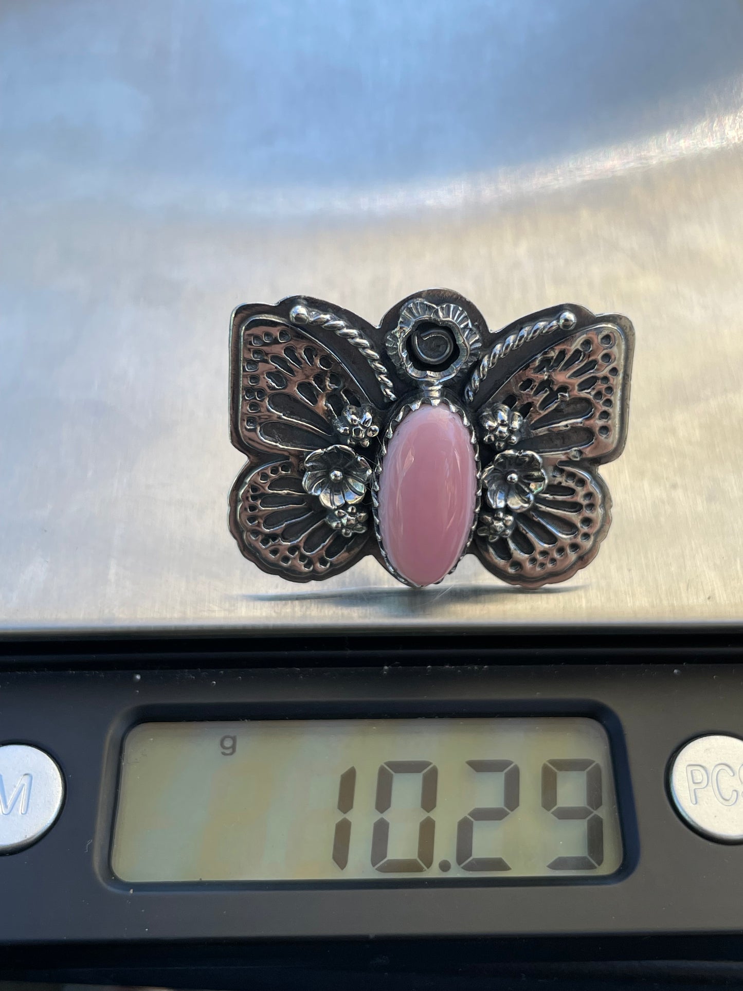 Pink Conch Butterfly Ring | 925 Sterling Silver | Size 8 B317
