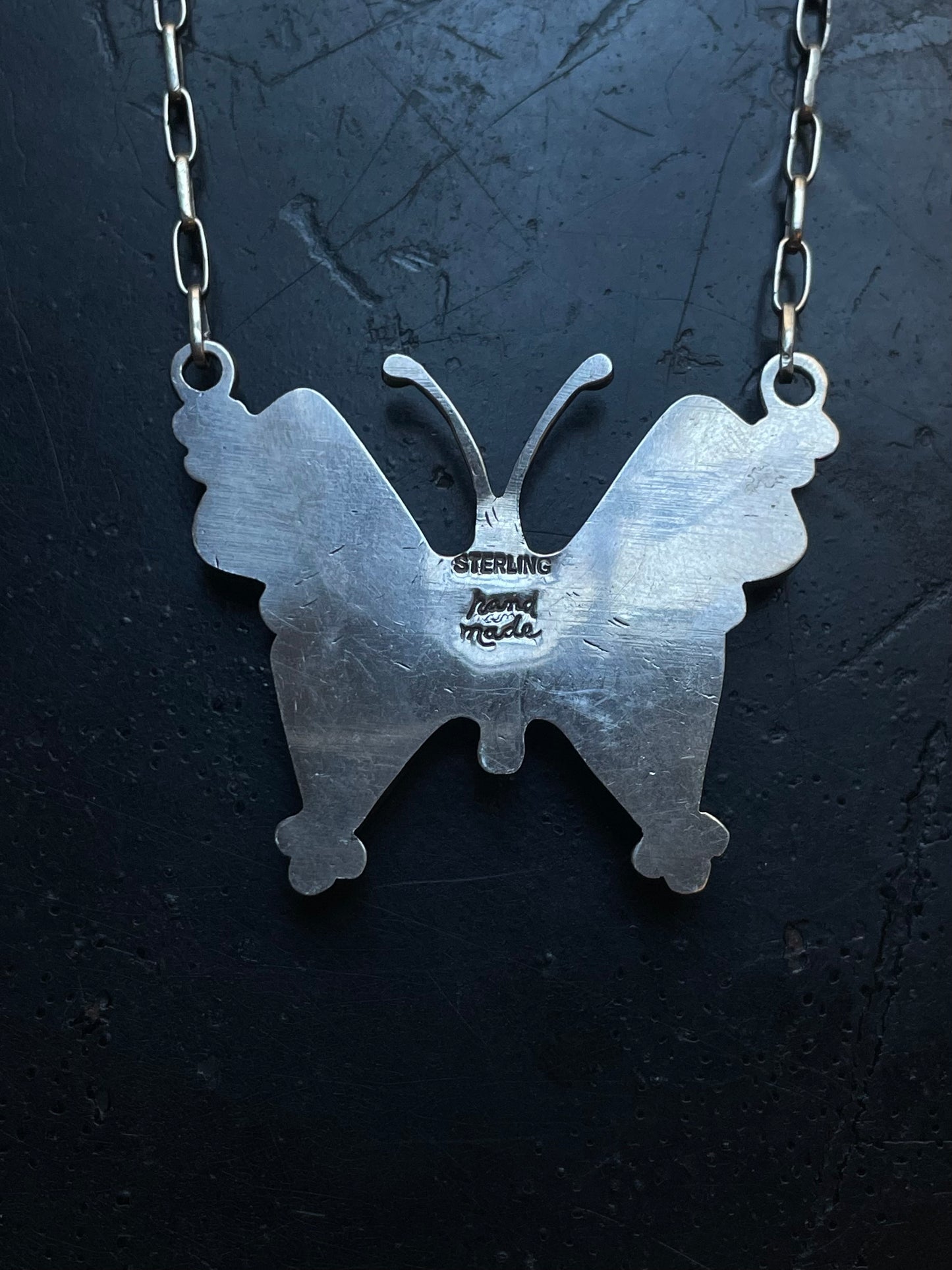Kingman Turquoise Butterfly Necklace | Sterling Silver G393