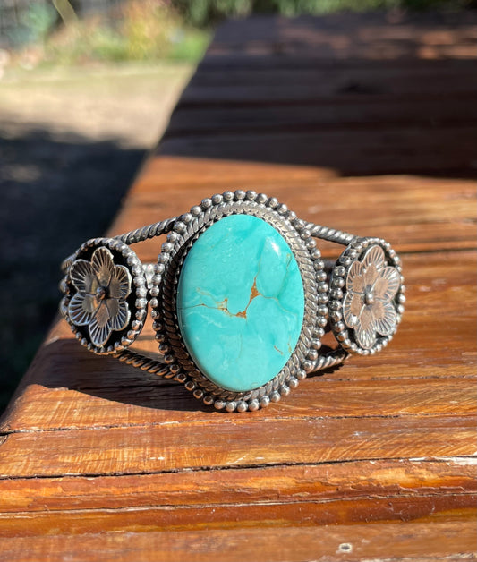 Kingman Turquoise Cuff Bracelet | Sterling Silver B882