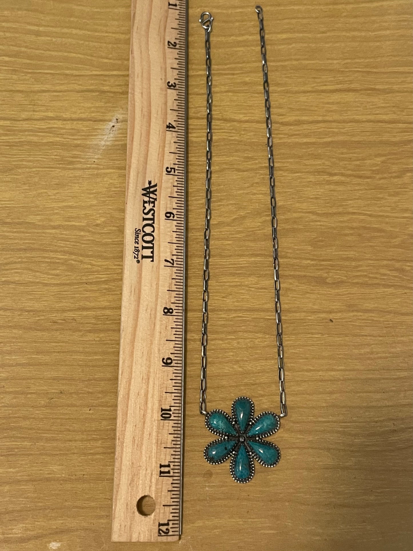 Kingman Turquoise Flower Necklace | Sterling Silver E941