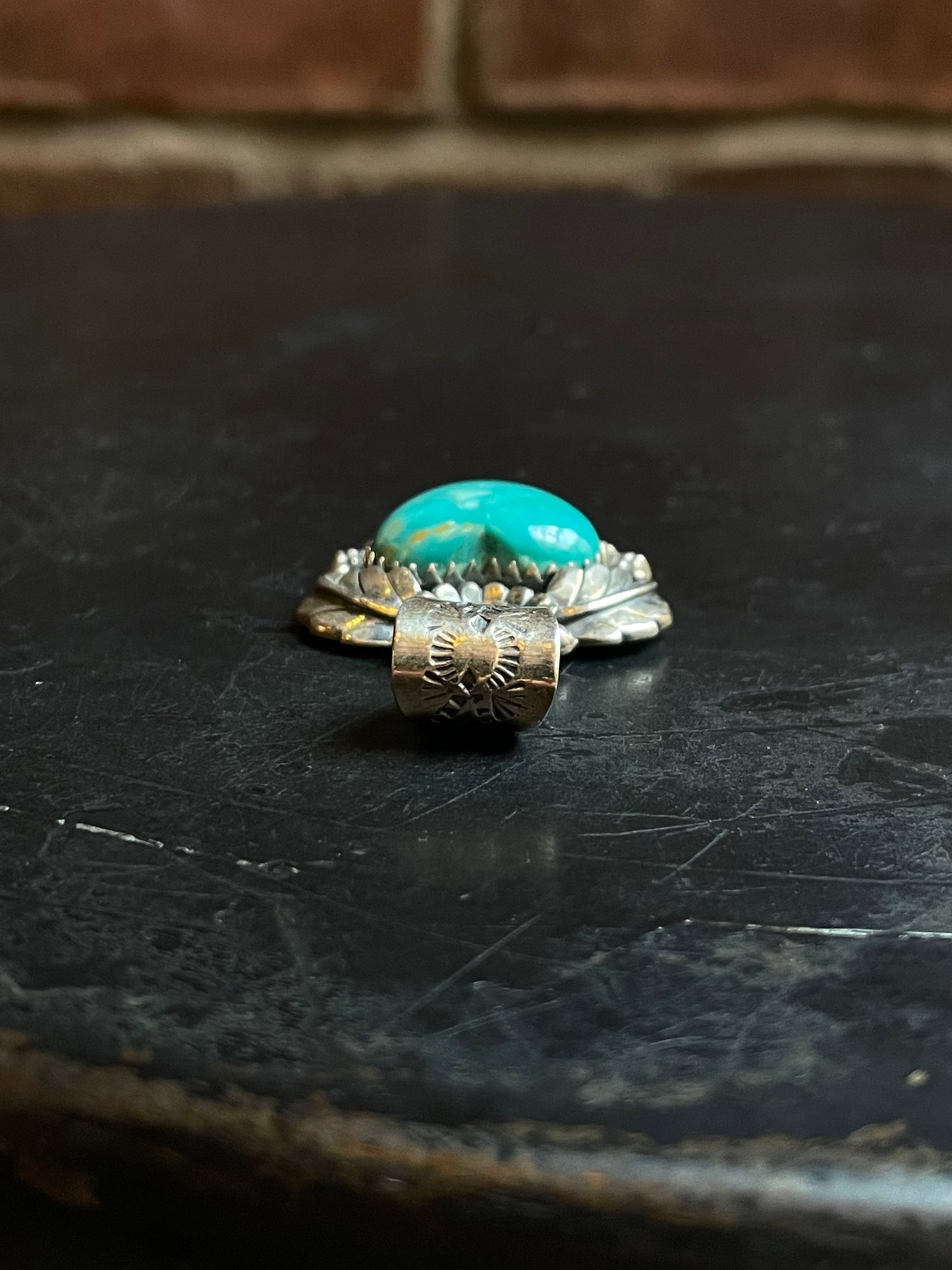 Kingman Turquoise Heart Floral Pendant | Sterling Silver E930