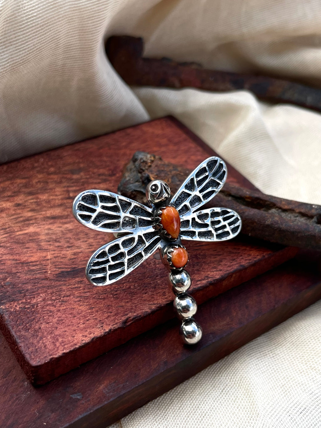 Spiny Dragonfly Ring | Sterling Silver | Handmade Size 7 C921
