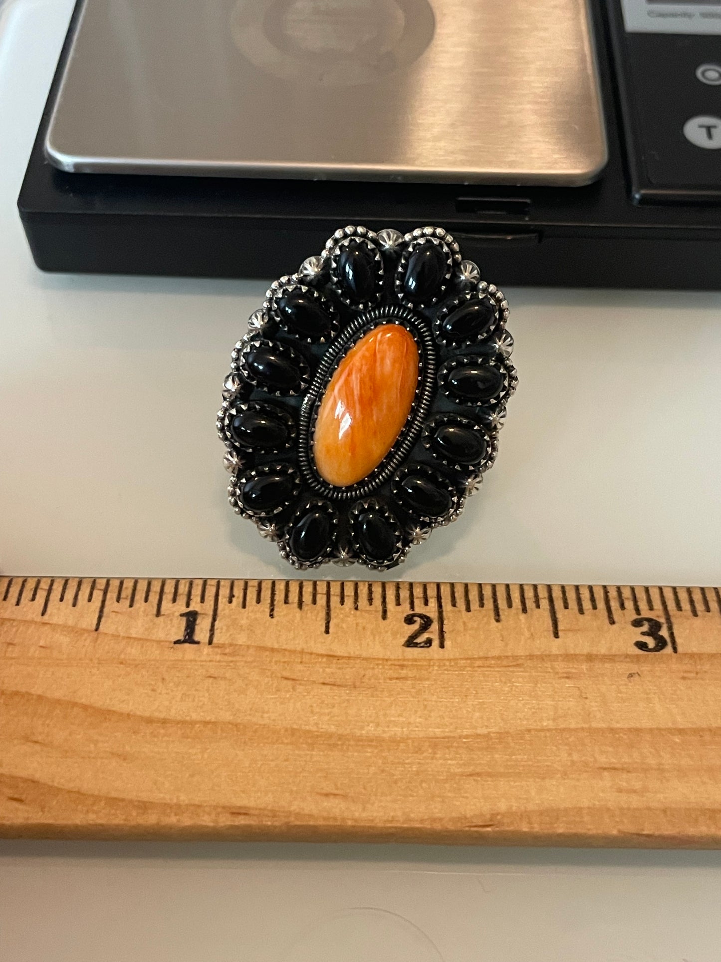 Spiny Oyster & Black Onyx Ring Size 7 | 925 Sterling Silver G237