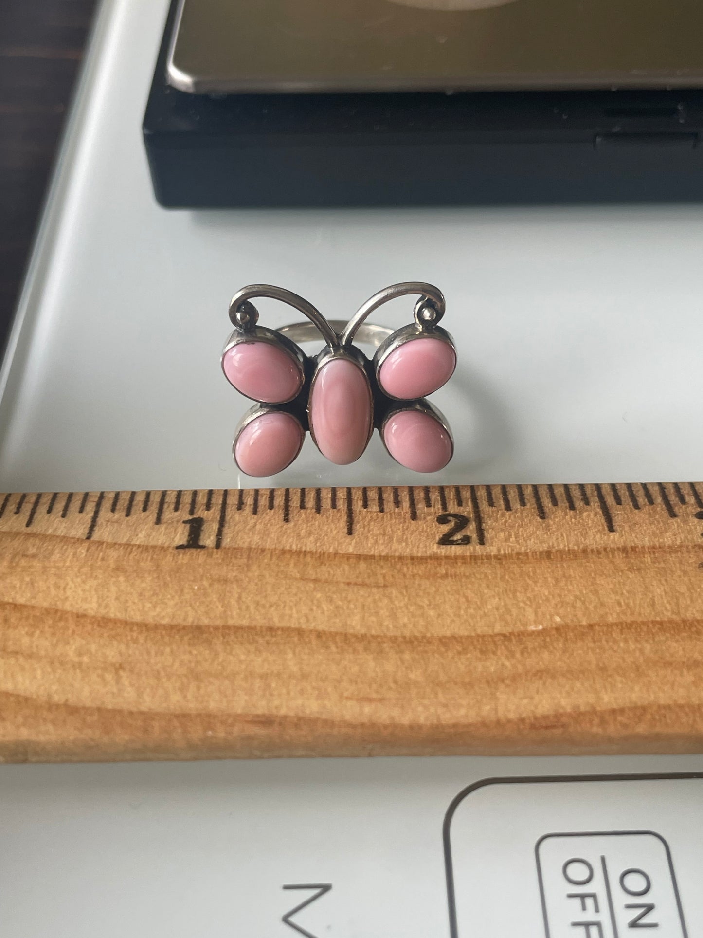 Pink Conch Butterfly Ring Size 7.5 | 925 Sterling Silver G108