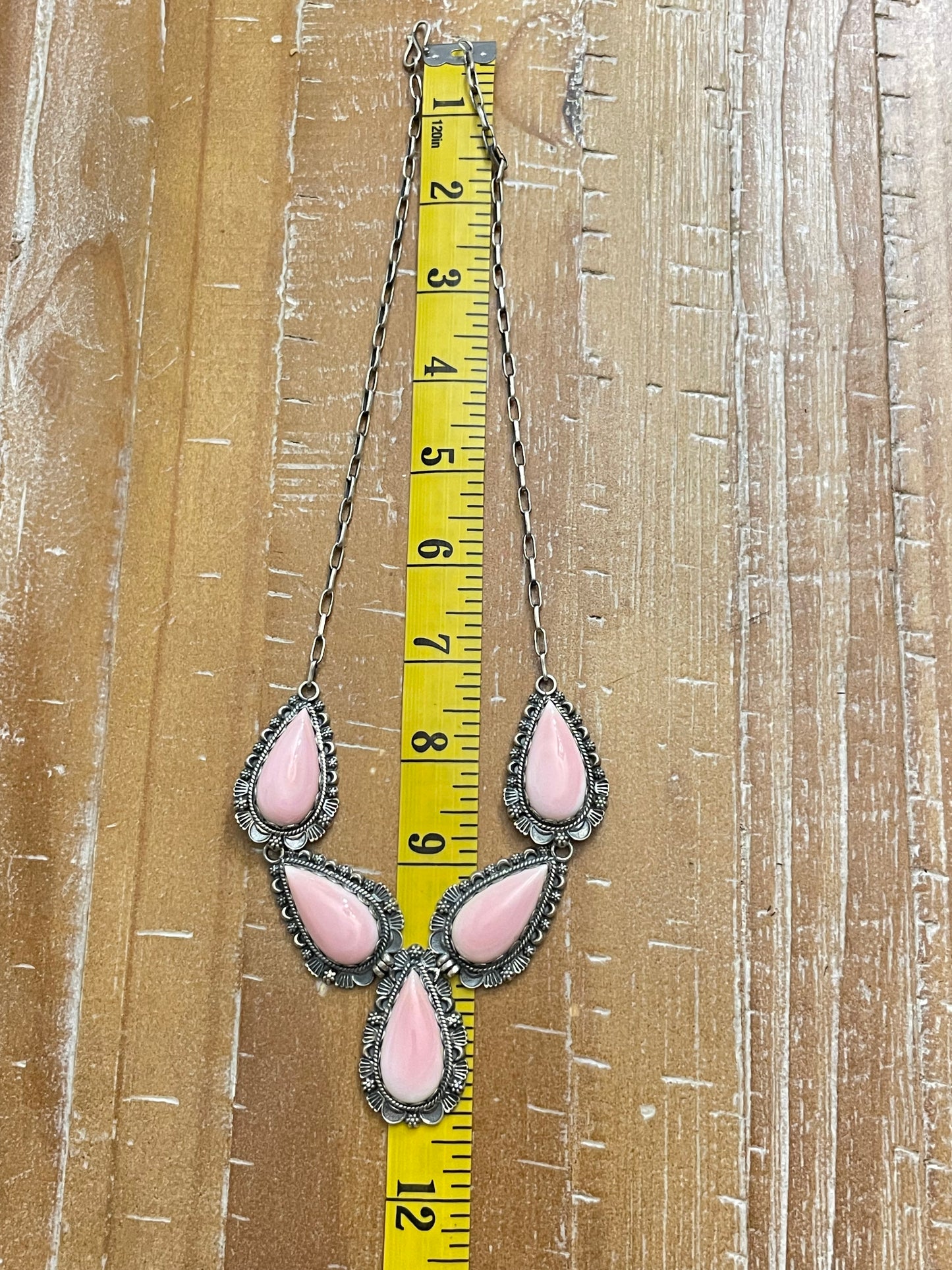 Pink Conch Teardrop Necklace | Sterling Silver 925 Fan B905