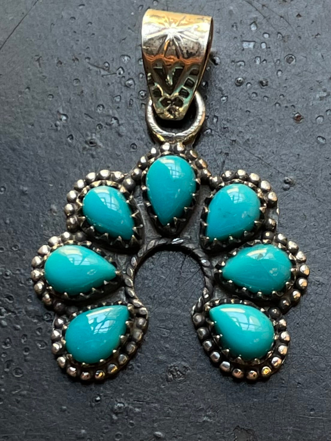 Kingman Turquoise Naja Pendant | Sterling Silver G466