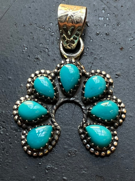 Kingman Turquoise Naja Pendant | Sterling Silver G466