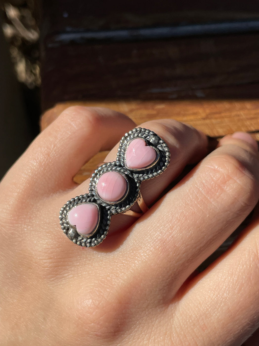 Pink Conch Heart Ring Size 6.5 | 925 Sterling Silver B950