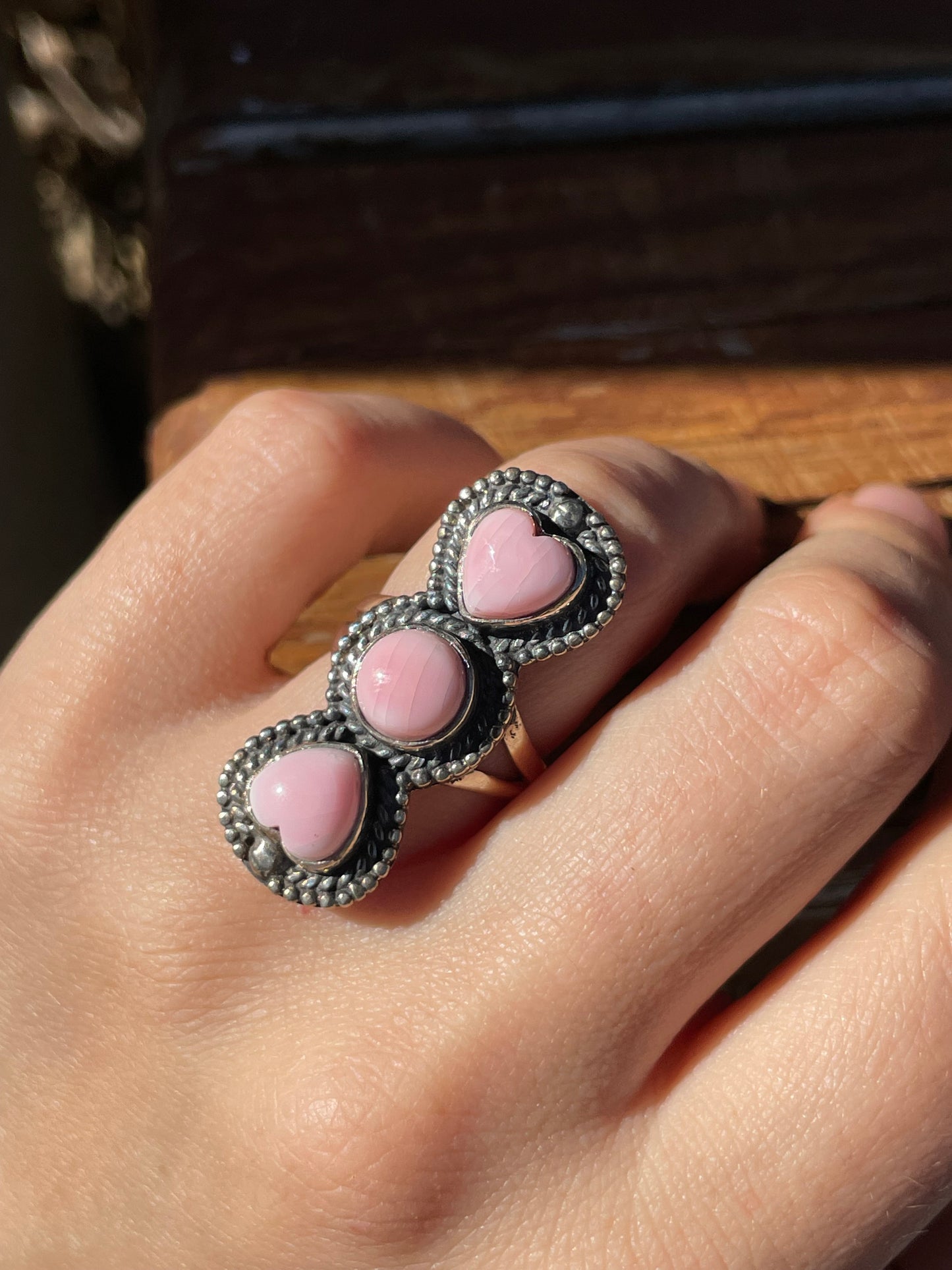 Pink Conch Heart Ring Size 6.5 | 925 Sterling Silver B950