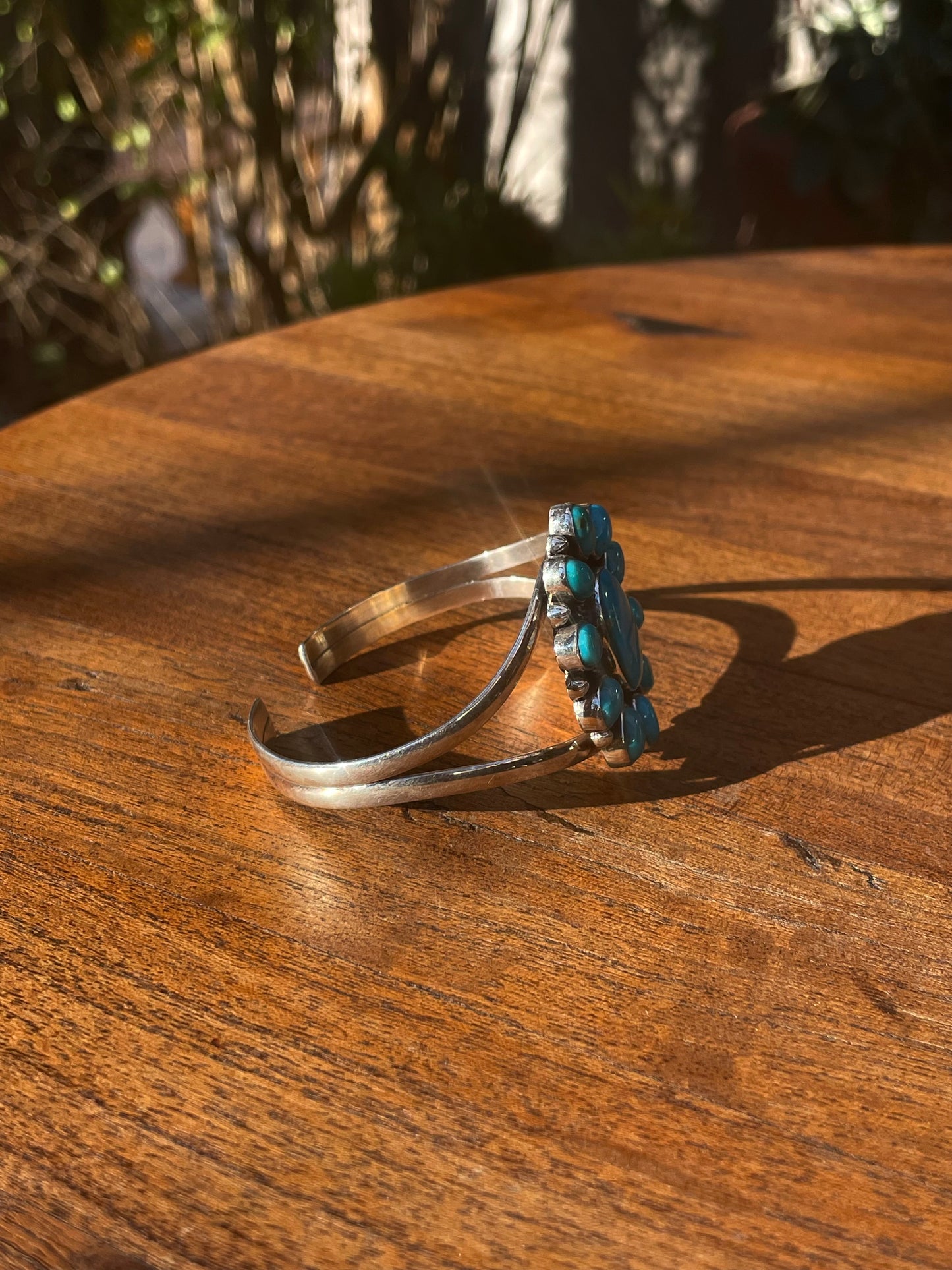 Kingman Turquoise Cluster Cuff Bracelet | 925 Sterling Silver C897