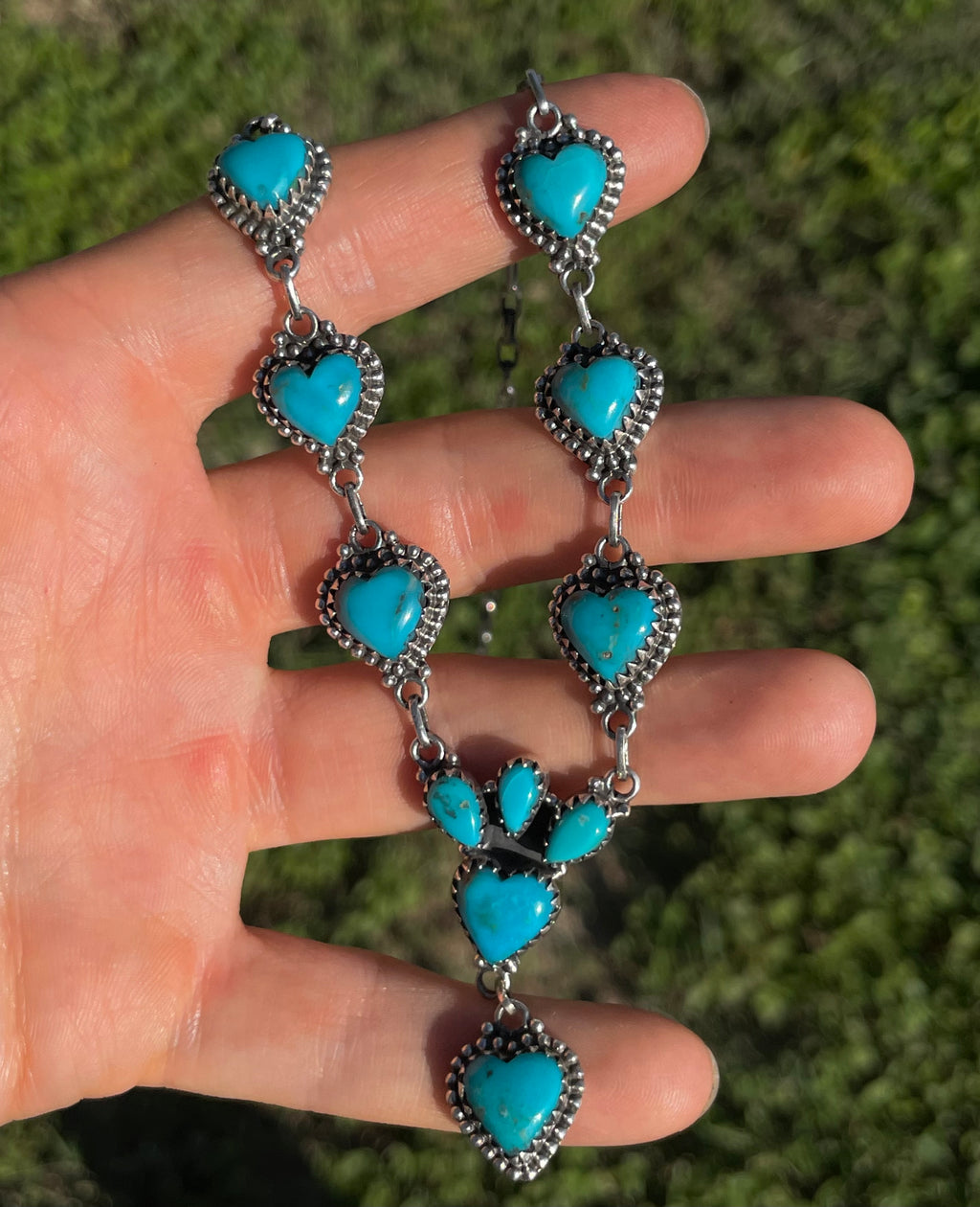 Kingman Turquoise Heart Necklace | 925 Sterling Silver E619