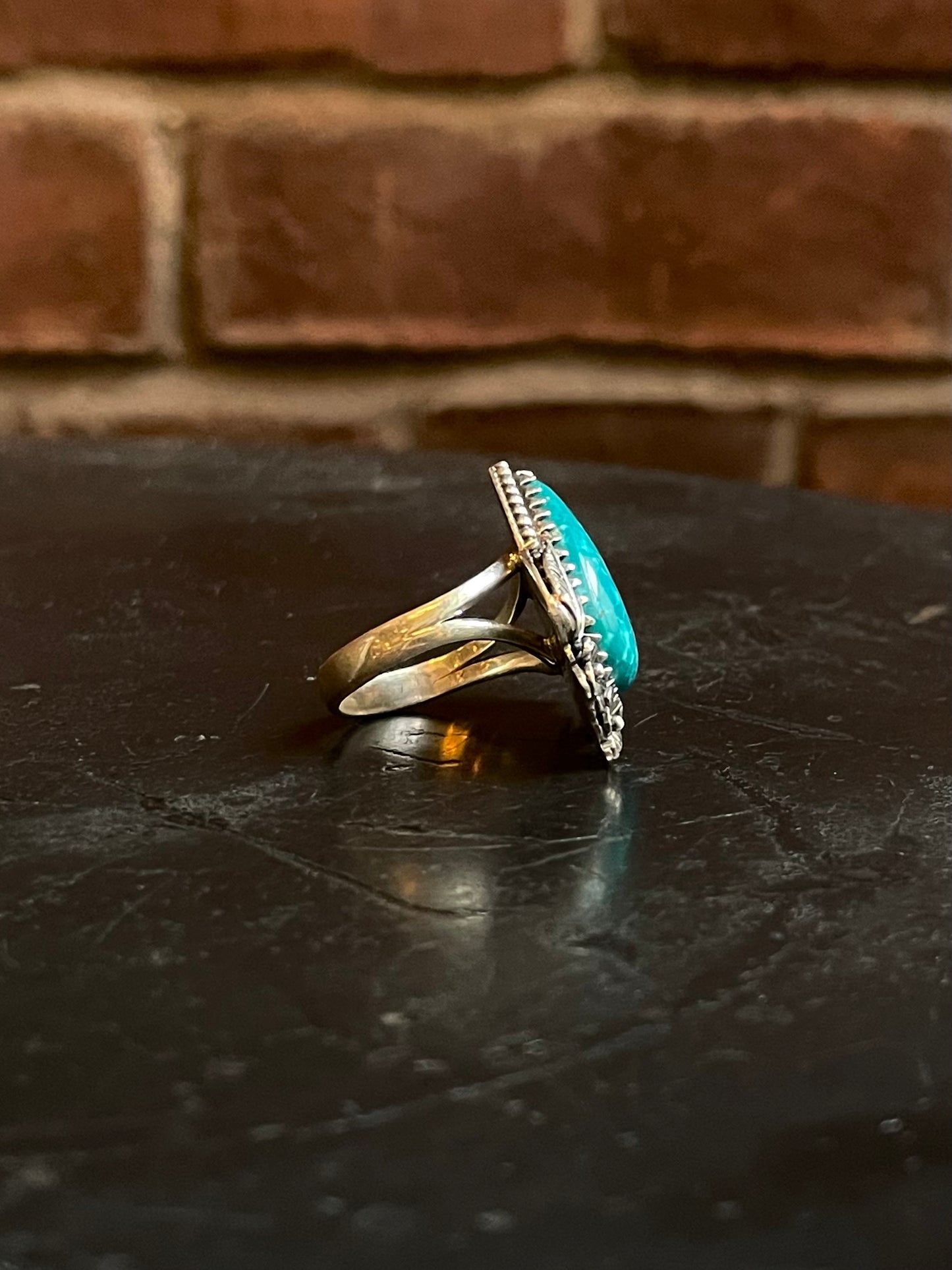 Kingman Turquoise Floral Ring Size 7 | 925 Sterling Silver G494