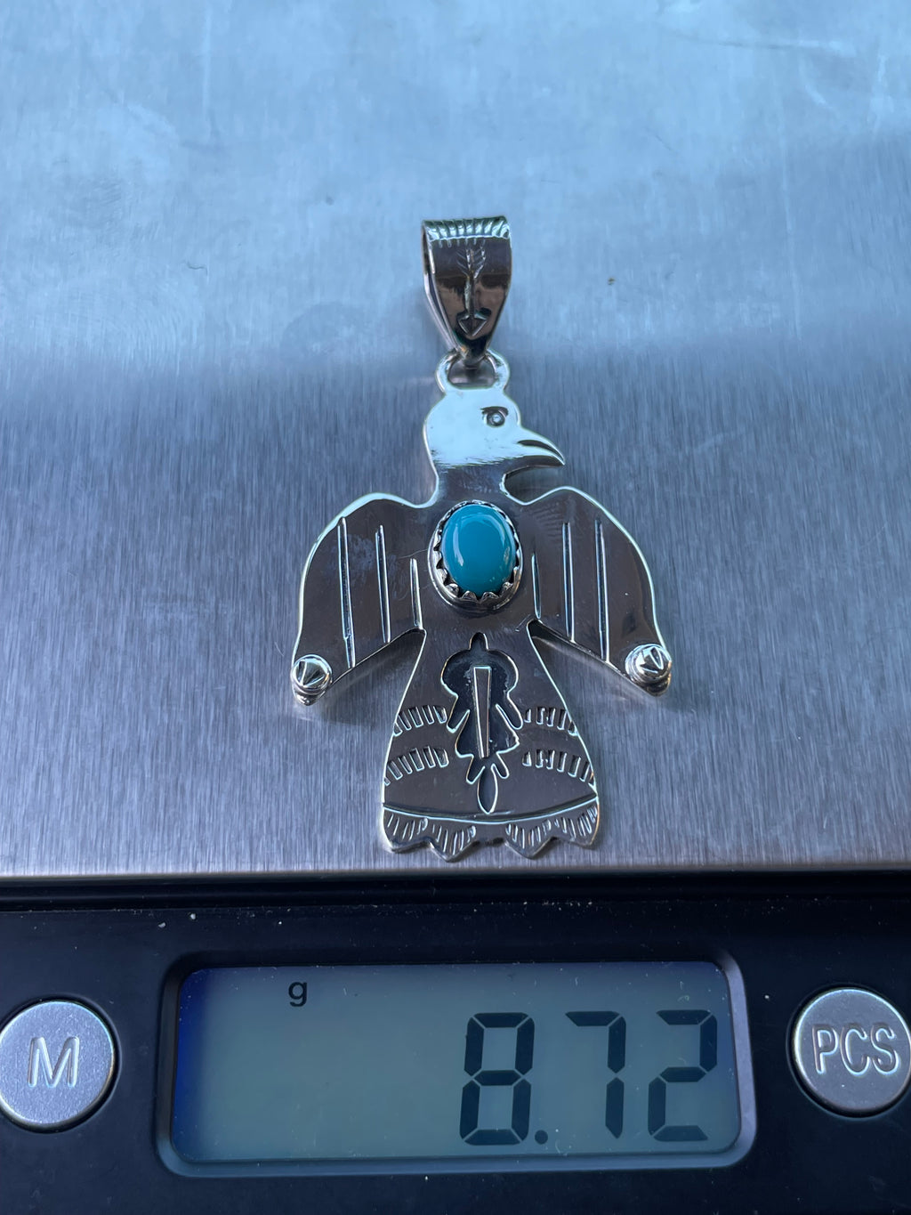 Turquoise Thunderbird Pendant | Sterling Silver 925 B451