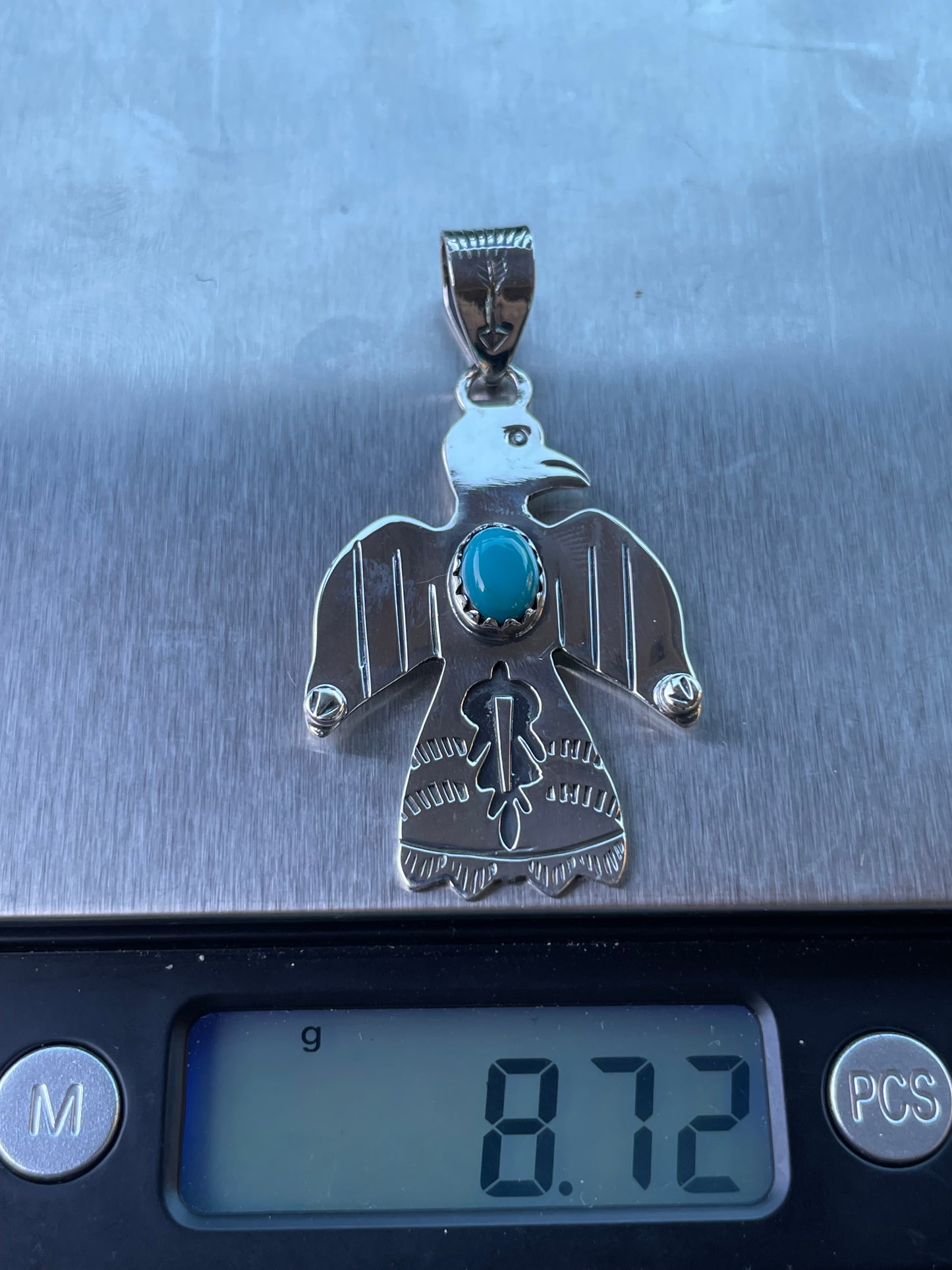 Turquoise Thunderbird Pendant | Sterling Silver 925 B451