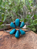 Turquoise Split Cluster Cuff Bracelet | Sterling Silver 925 | B514