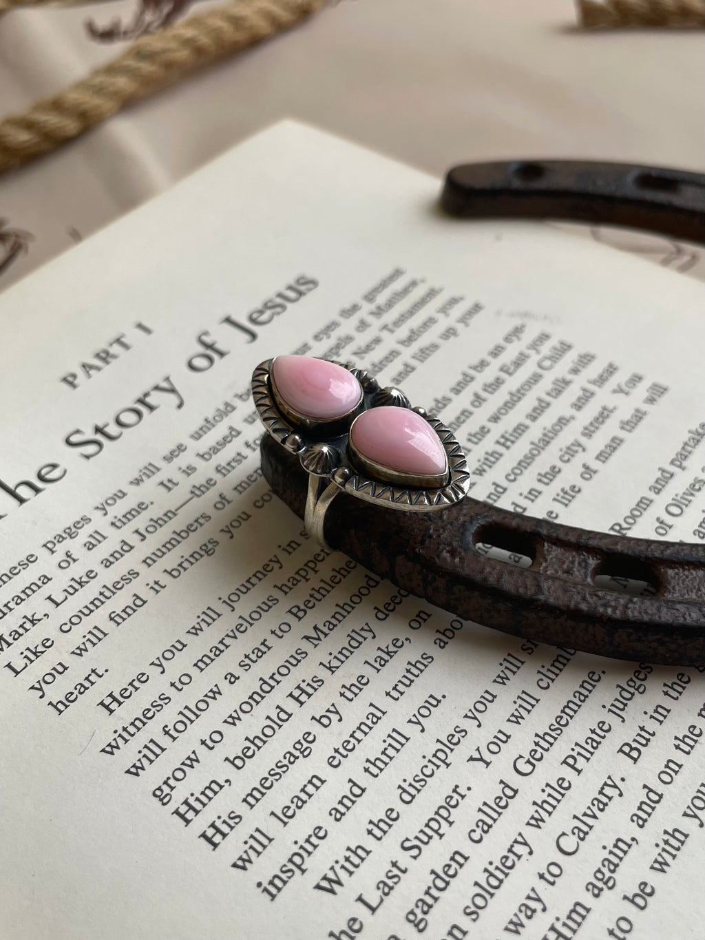 Pink Conch Tear Drop Ring Size 9.25 | 925 Sterling Silver G791