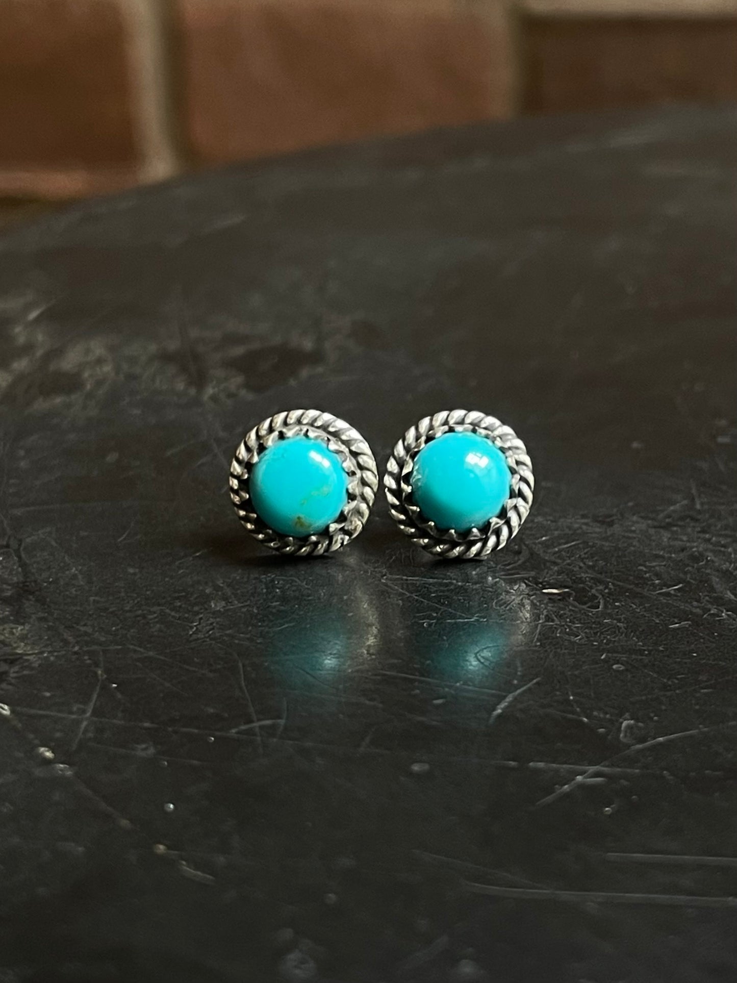 Kingman Turquoise Stud Earrings | 925 Sterling Silver E813