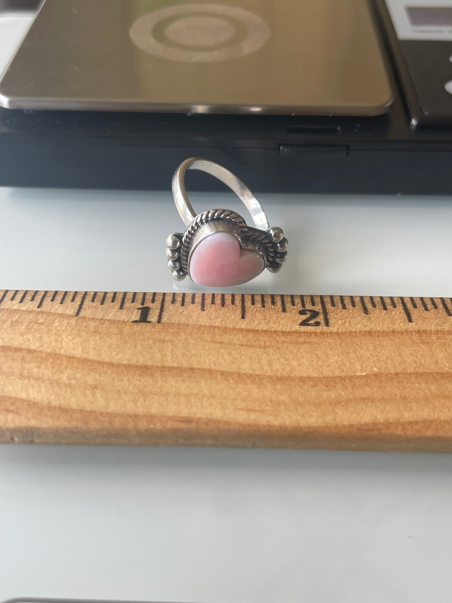 Pink Conch Heart Ring Size 9 | 925 Sterling Silver G132