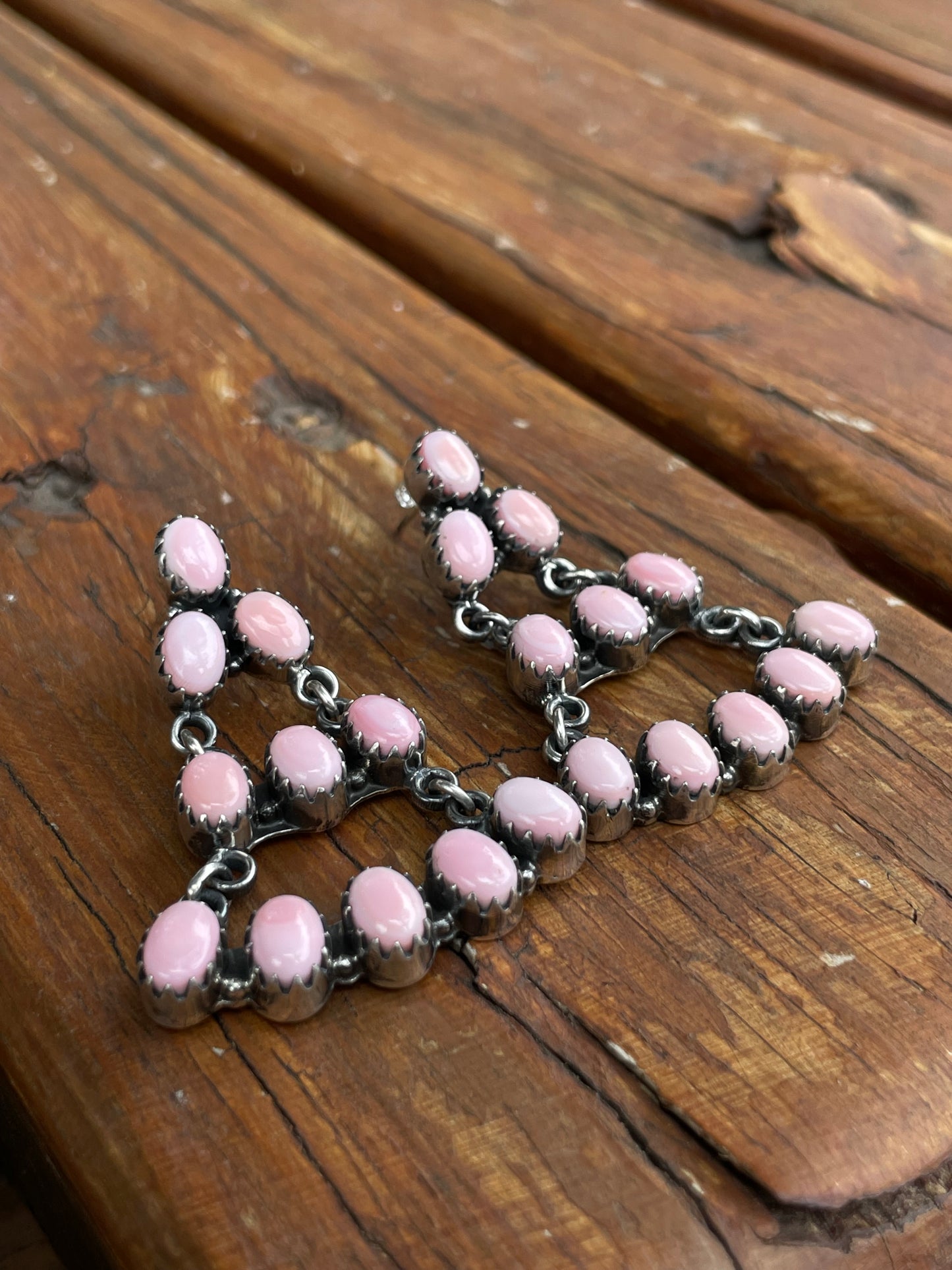 Pink Conch Stud Chandelier Stud Earrings | 925 Sterling Silver B969