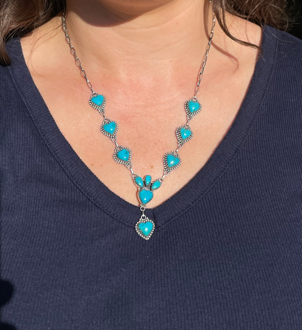 Kingman Turquoise Heart Necklace | 925 Sterling Silver E619