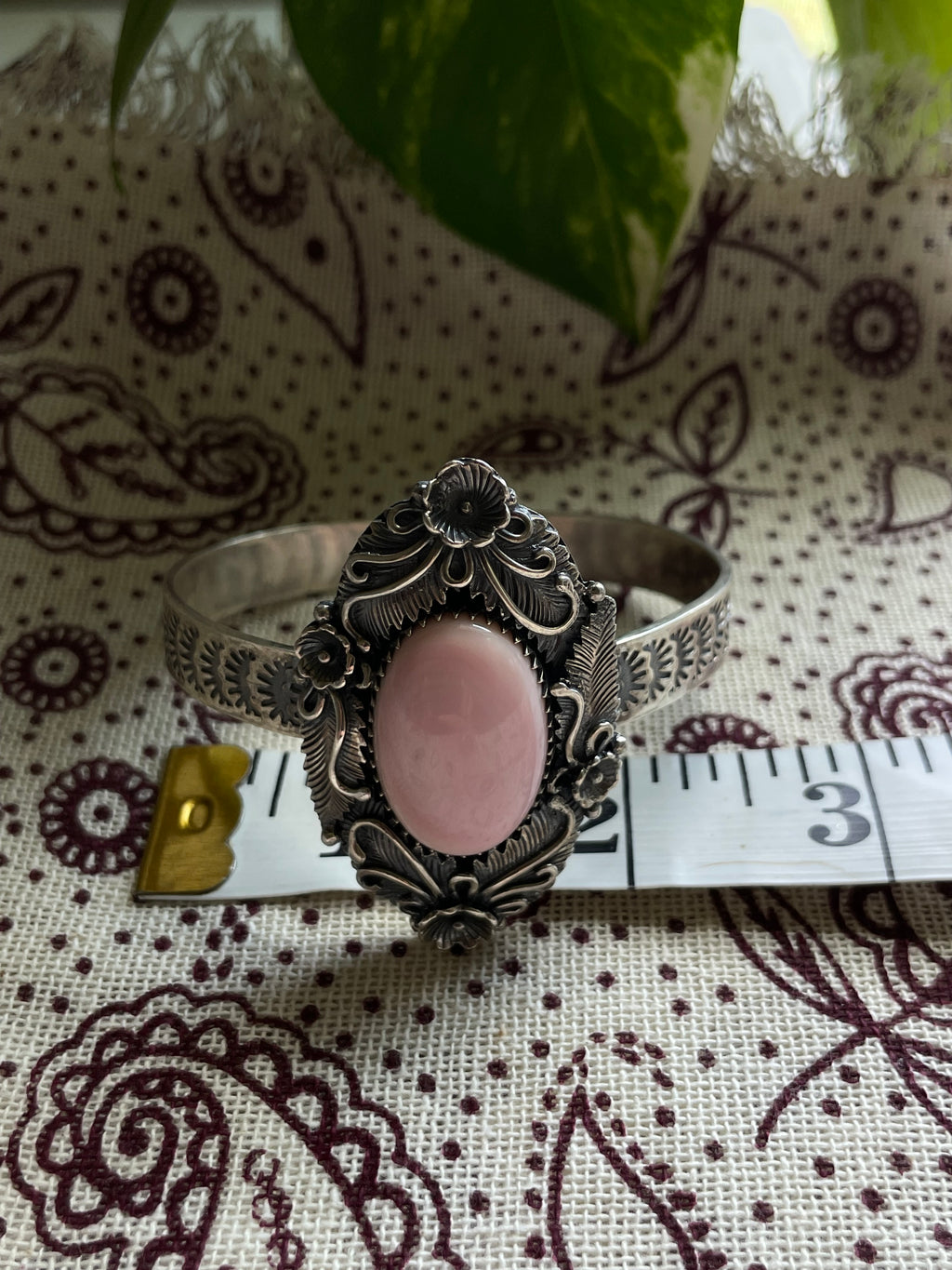 Pink Conch Floral Cuff Bracelet | 925 Sterling Silver D285