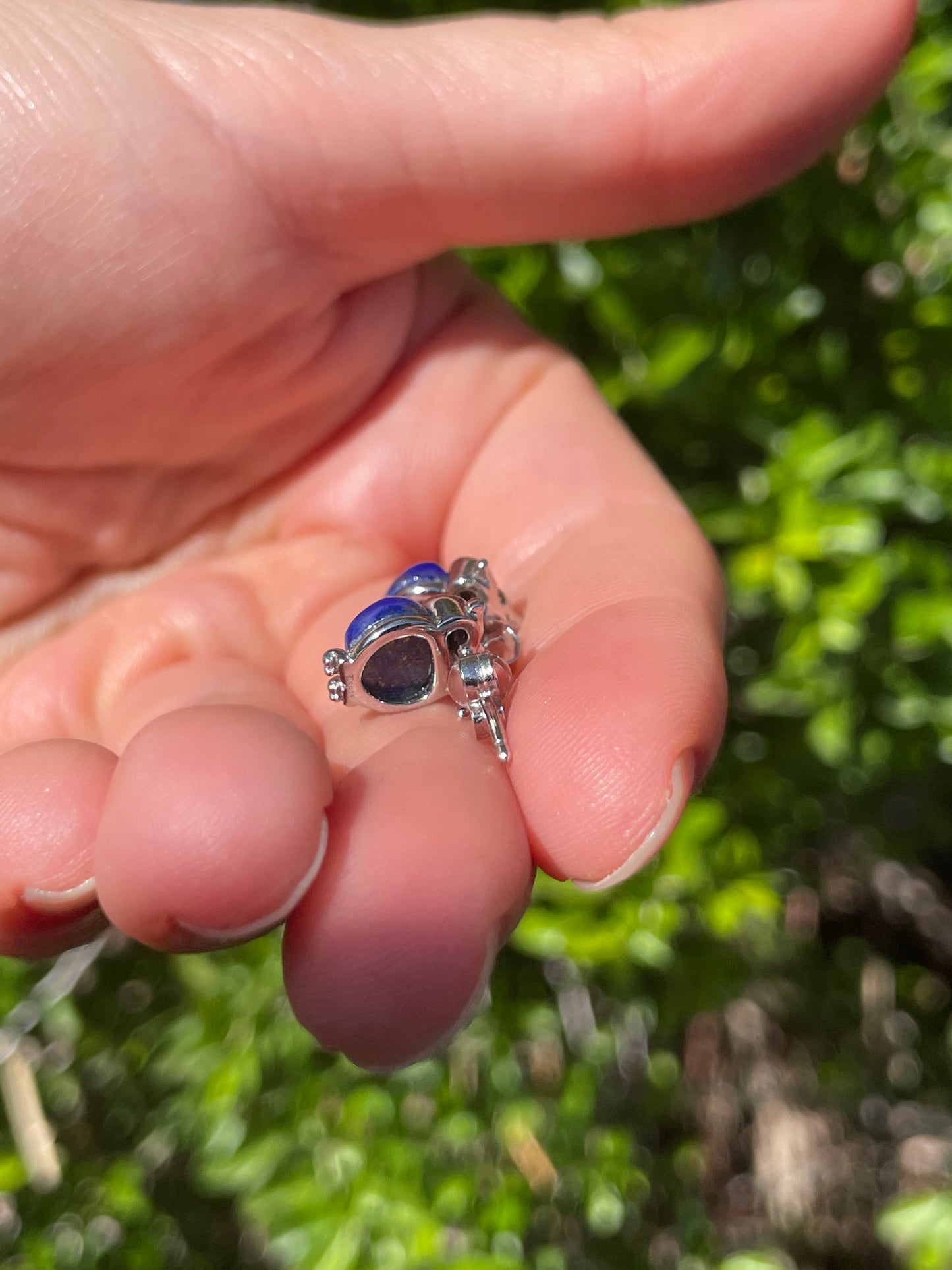 Lapis Flower Stud Earrings | 925 Sterling Silver B596