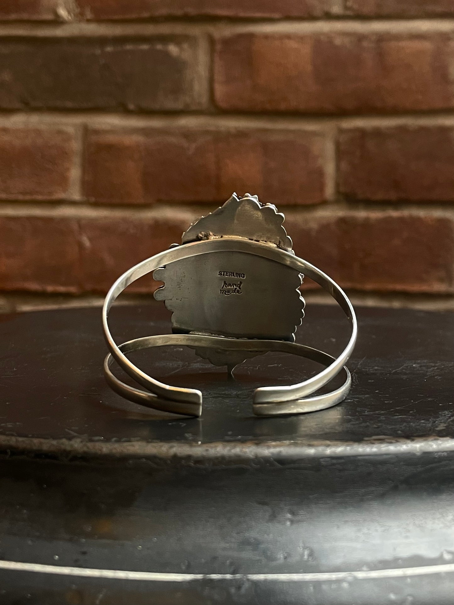 Kingman Turquoise Cuff | Oval Stone Floral Leaf | 925 Silver E688
