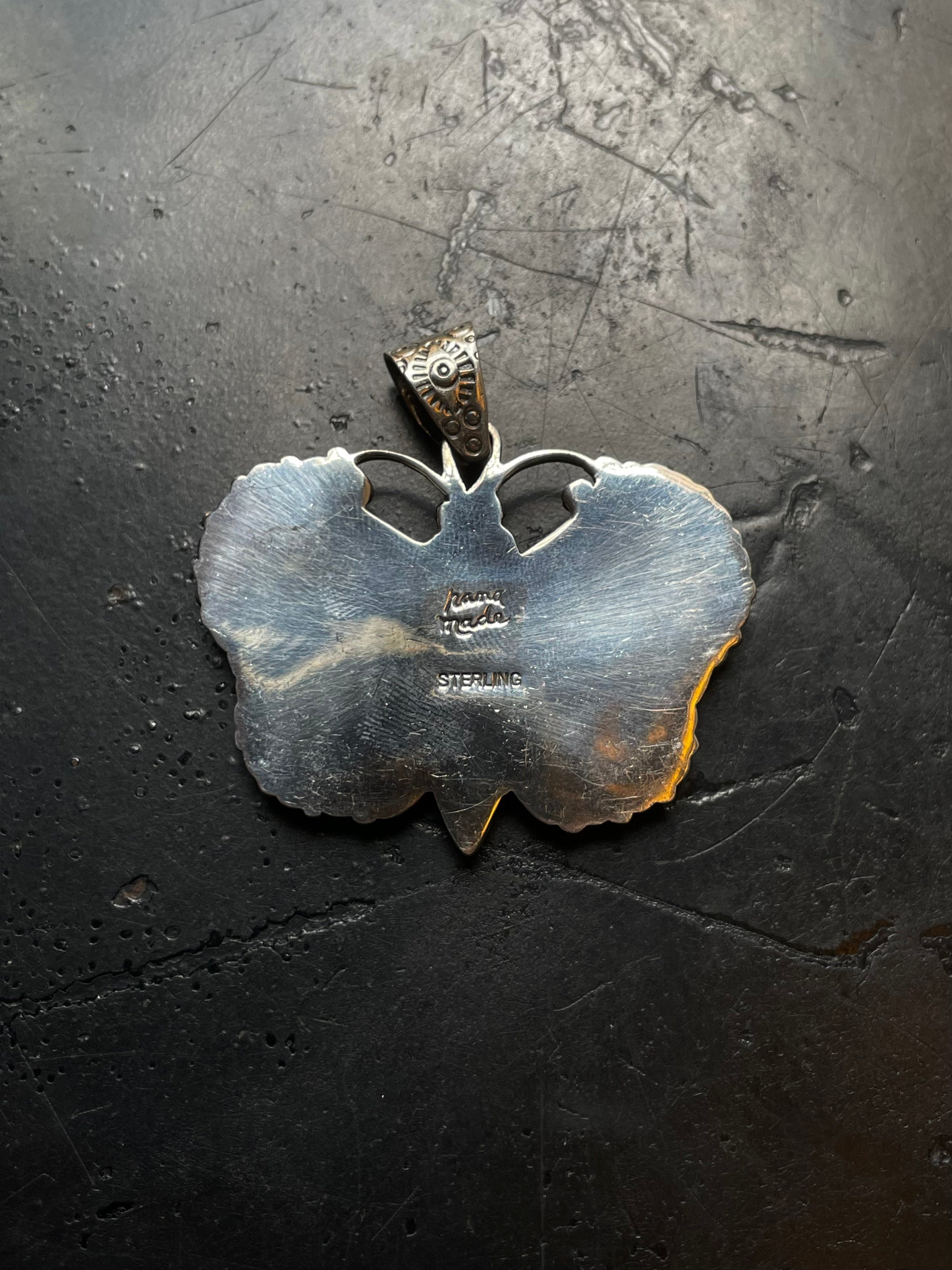 Turquoise Coral Butterfly Pendant | 925 Sterling Silver E526