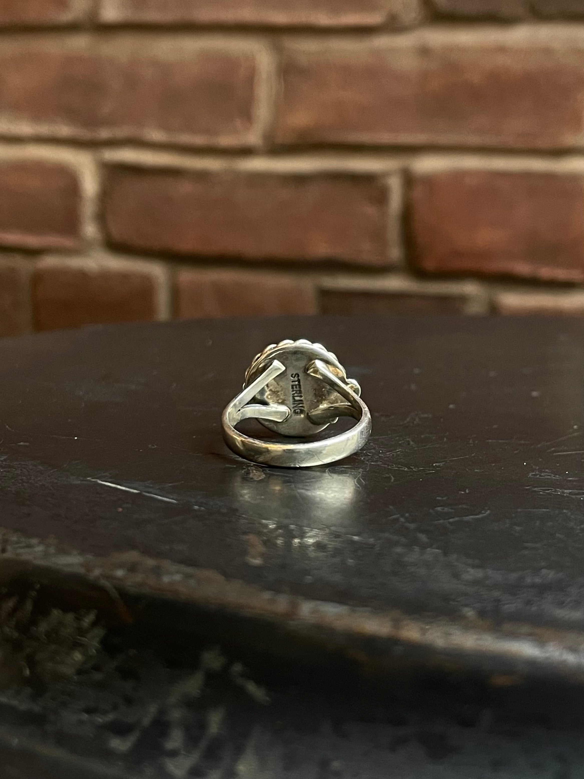 Pink Conch Rope Ring | 925 Sterling Silver Size 9 E452