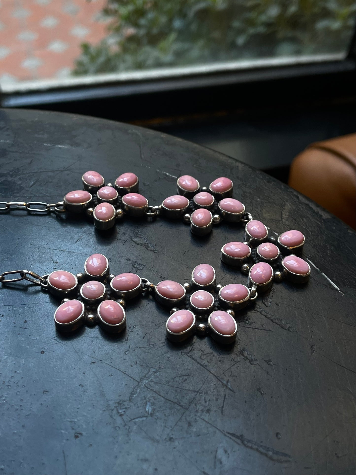 Pink Conch Necklace | Multi Blossom Cluster | 925 Silver E562