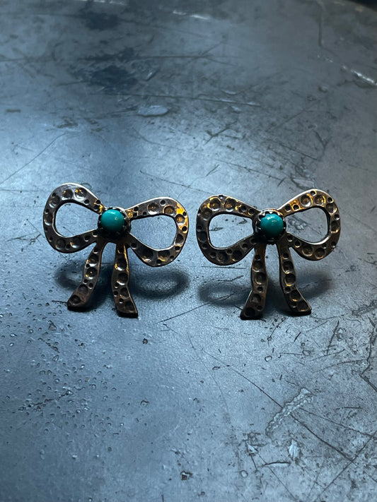 Kingman Turquoise Bow Stud Earrings | Sterling Silver E664