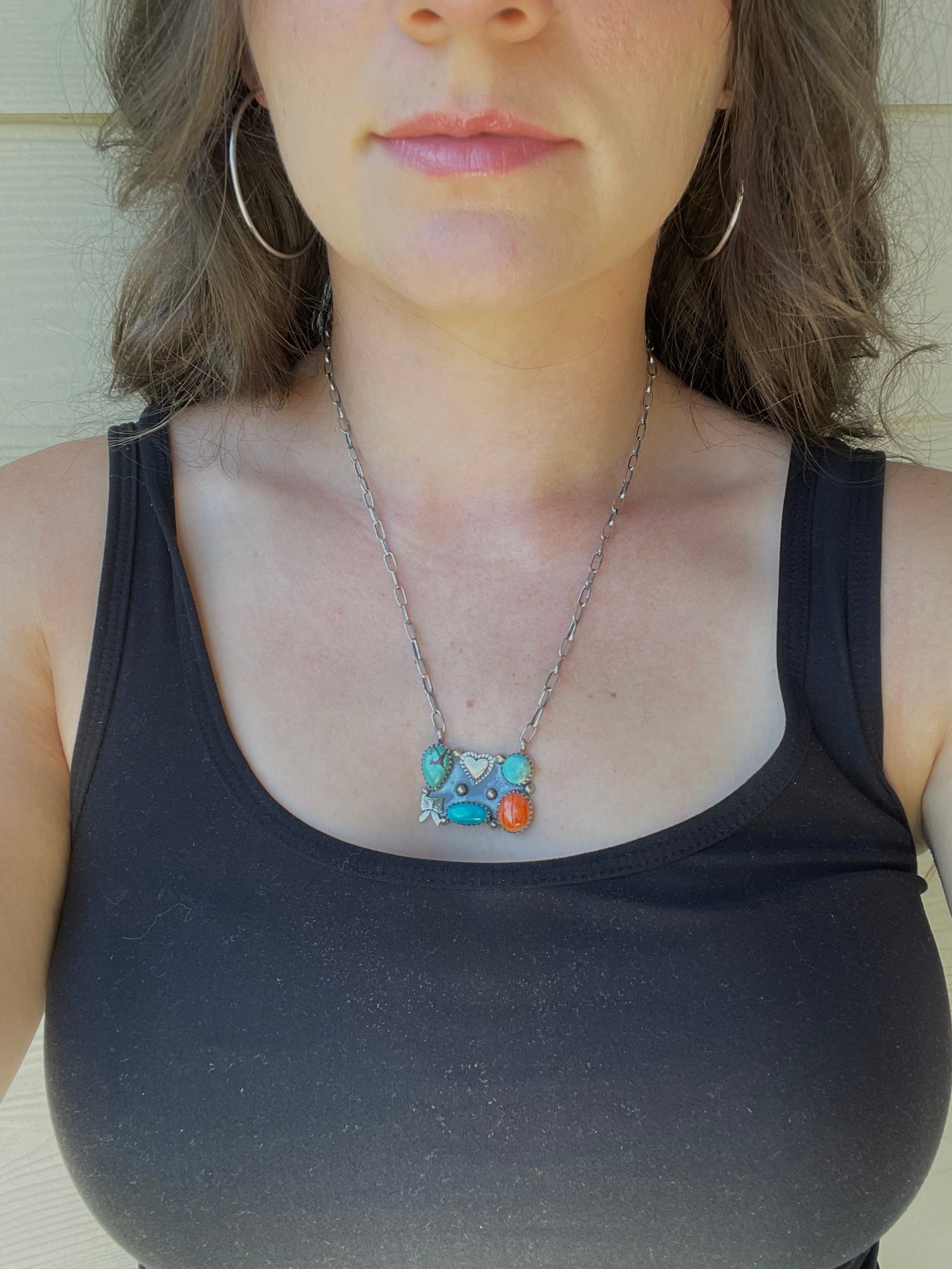 Multi-Stone Heart Necklace | 925 Sterling Silver D205