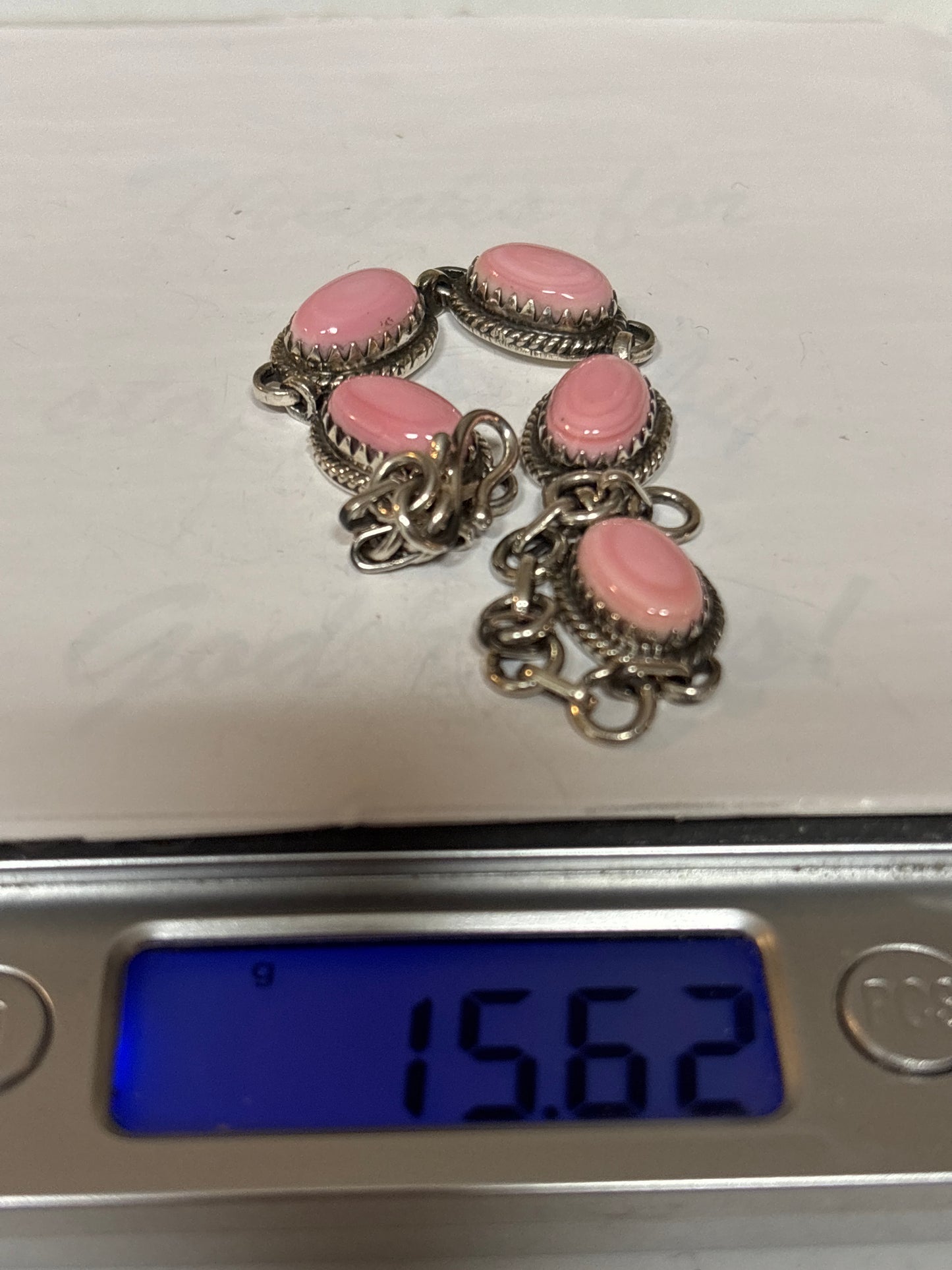 Pink Conch Link Bracelet | 925 Sterling Silver C985