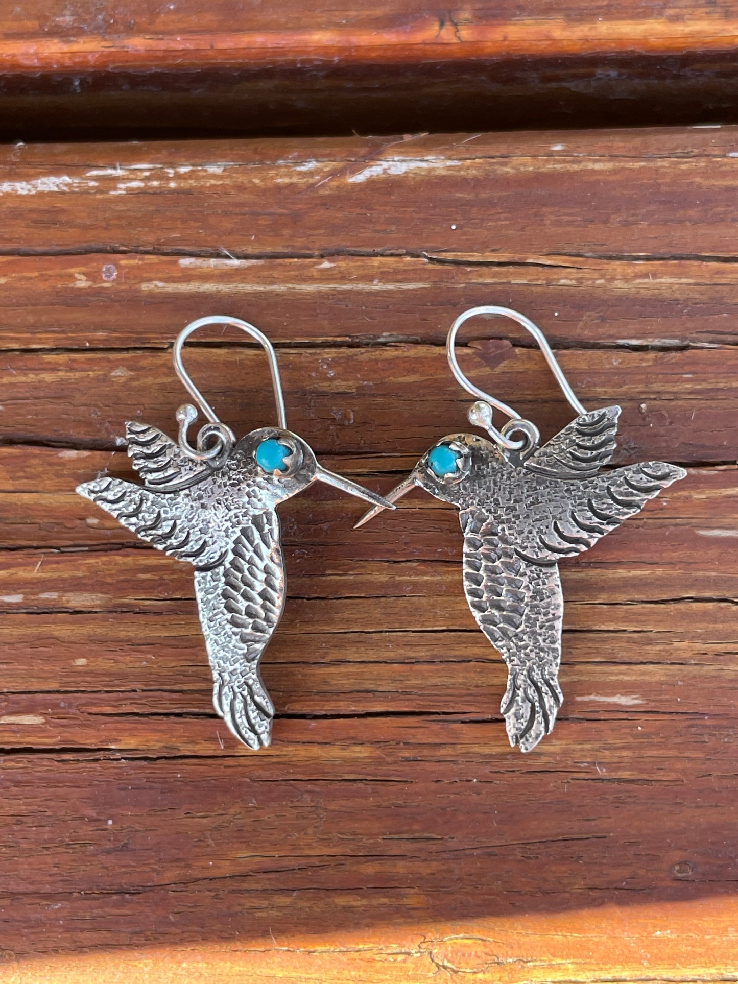 Kingman Turquoise Hummingbird Dangle Earrings | 925 Sterling Silver B920
