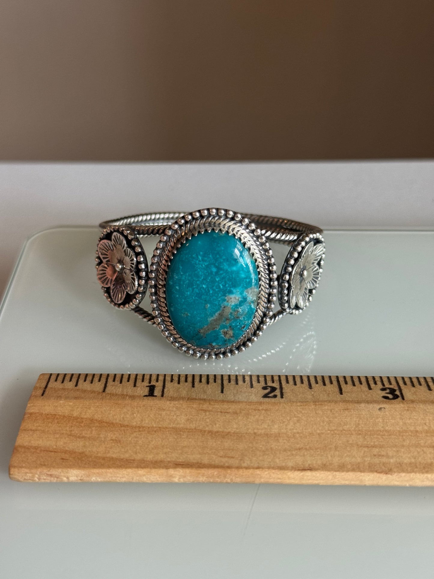 Turquoise Oval Cuff | Sterling Silver | A847