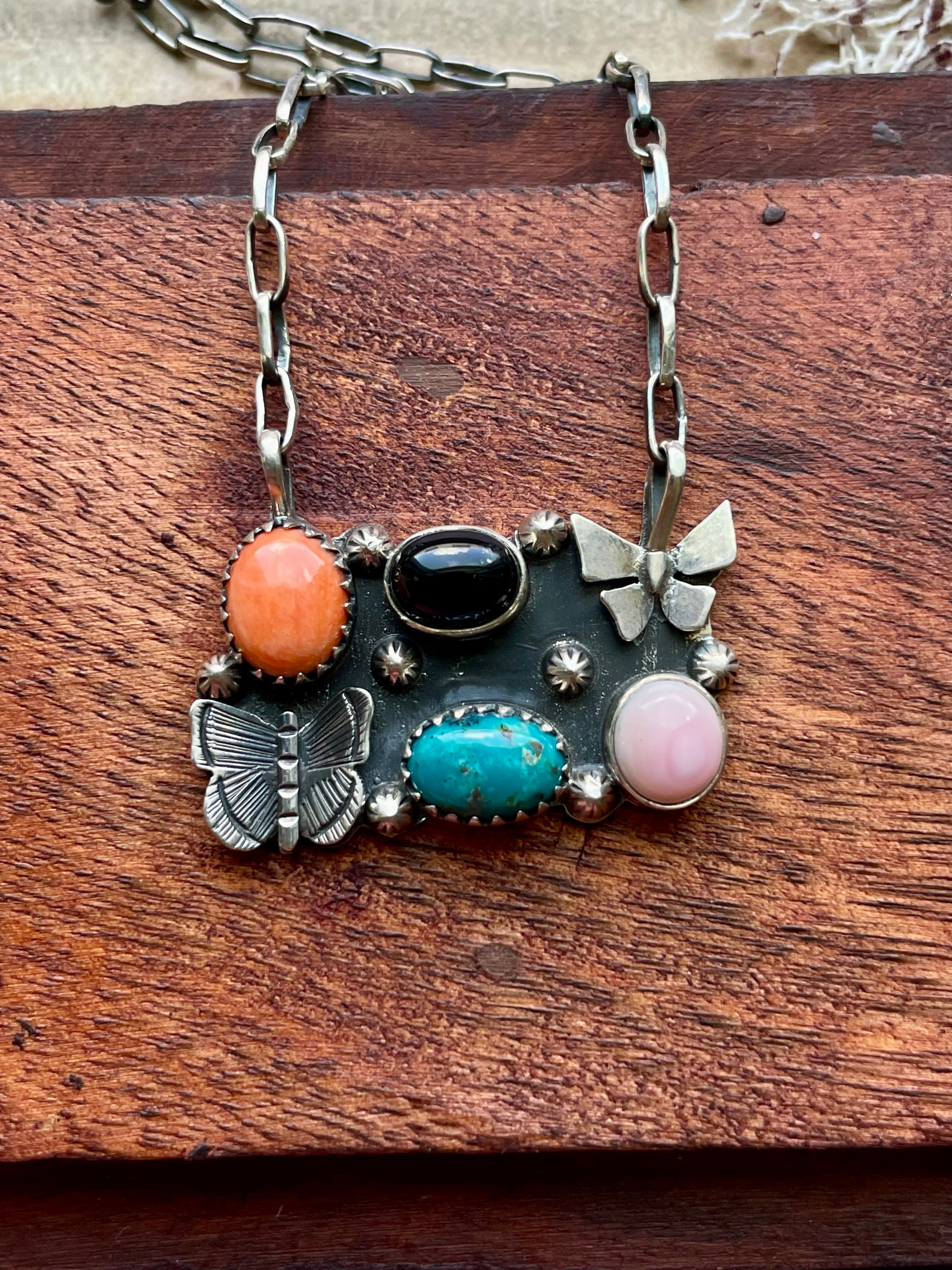 Multi-Stone Butterfly Necklace | 925 Sterling Silver D203