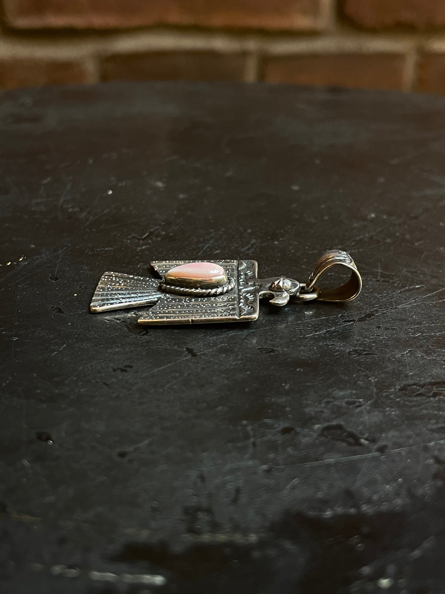 Pink Conch Thunderbird Pendant | Sterling Silver G451