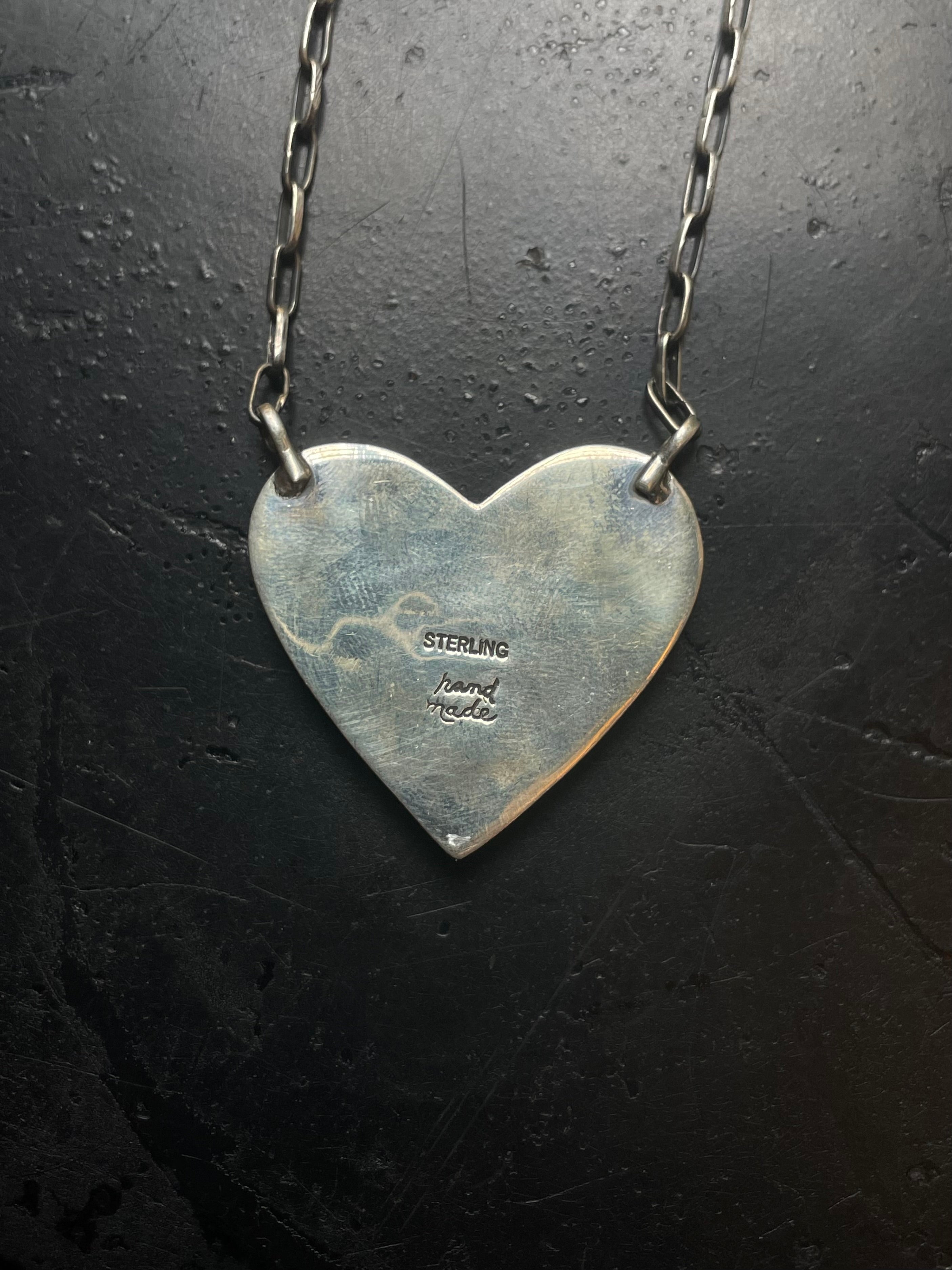 Kingman Turquoise Heart Necklace | 925 Sterling Silver E779