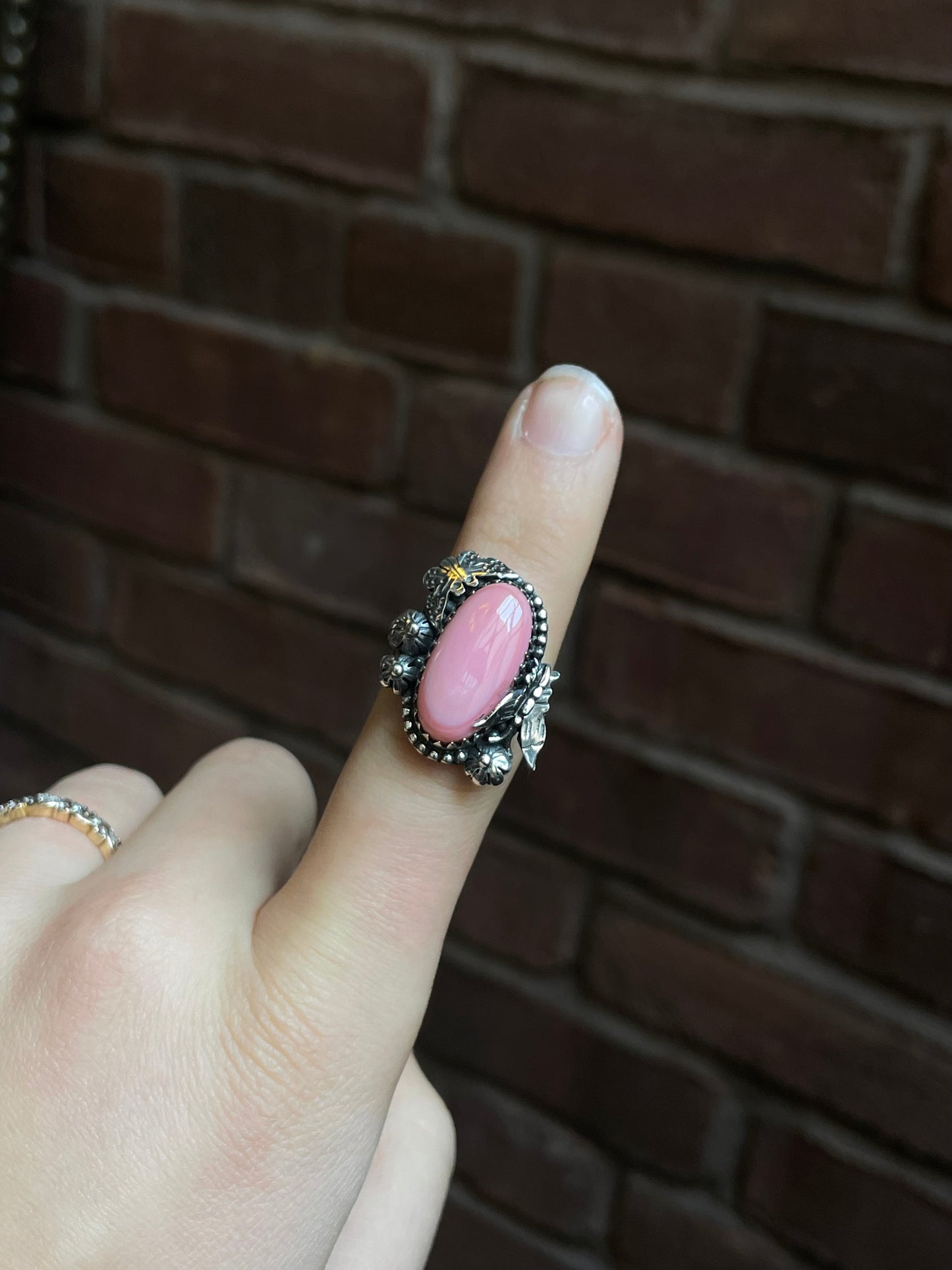 Pink Conch Butterfly Ring Size 8 | 925 Sterling Silver Southwest E120