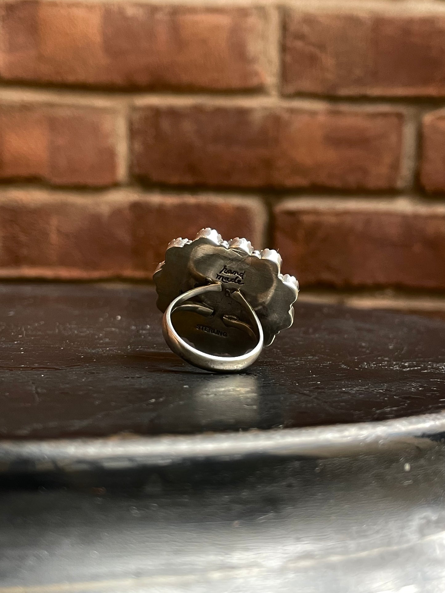 Pink Conch Heart Black Onyx Cluster Ring Size 9 | 925 Sterling Silver E110
