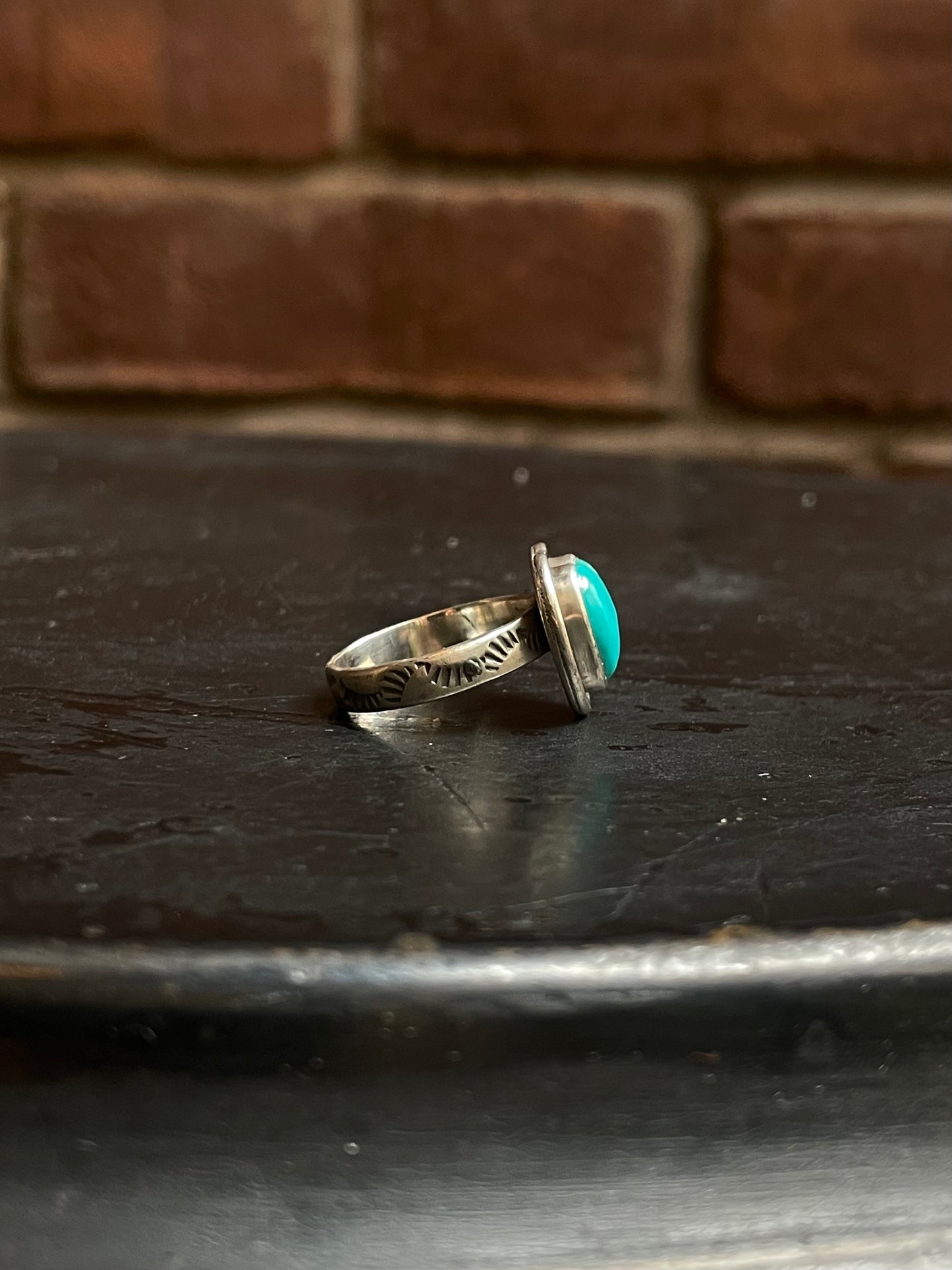 Kingman Turquoise Heart Ring Size 7.75 | 925 Sterling Silver Southwest E113