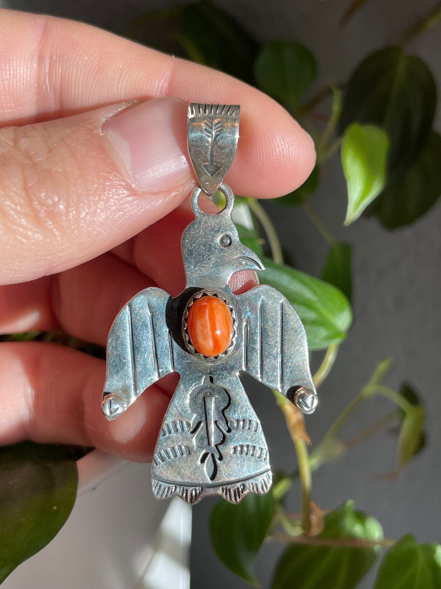 Spiny Oyster Thunderbird Pendant | Sterling Silver 925 B822