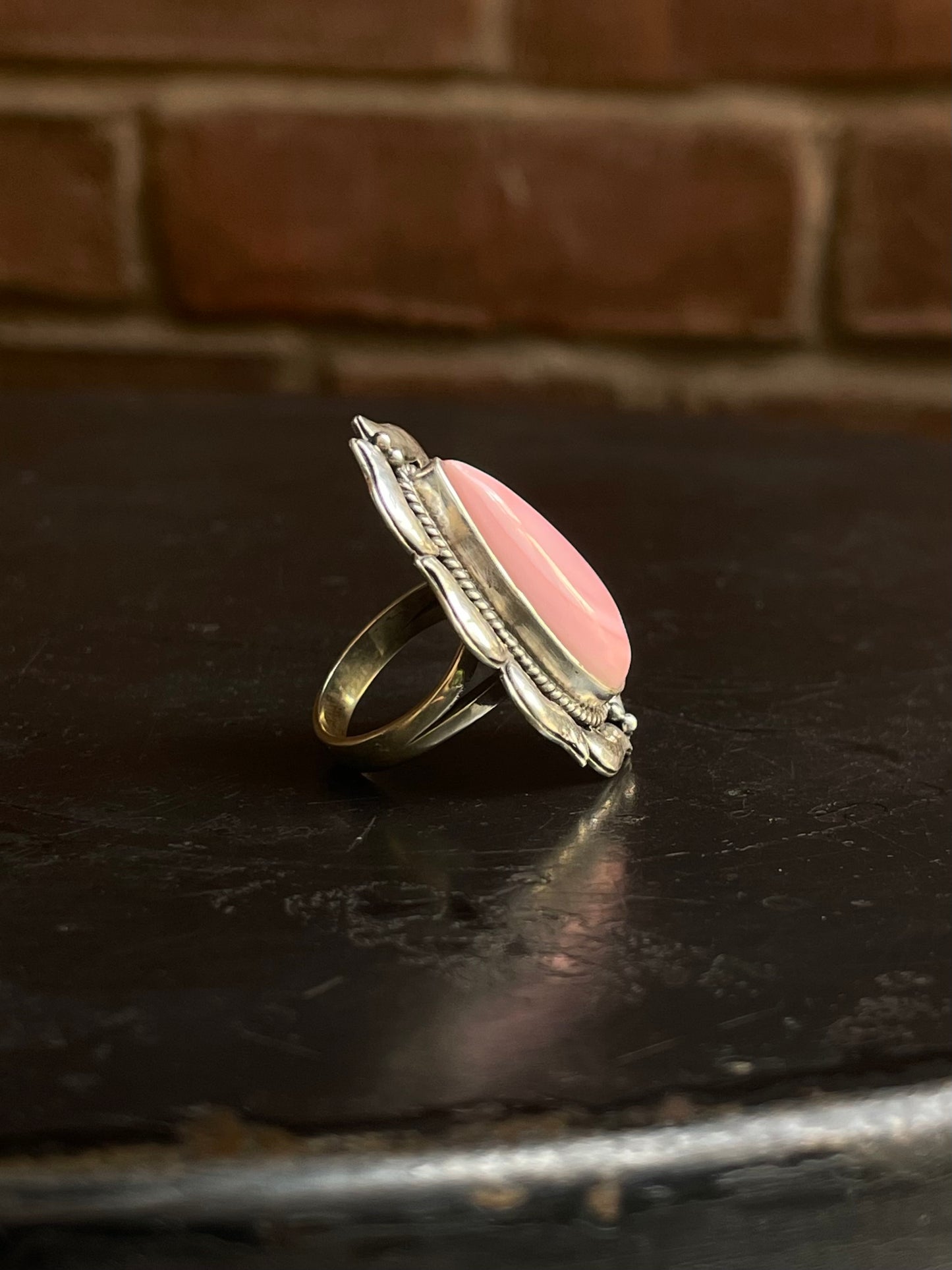 Pink Conch Tear Drop Ring Size 6.25 | 925 Sterling Silver G103