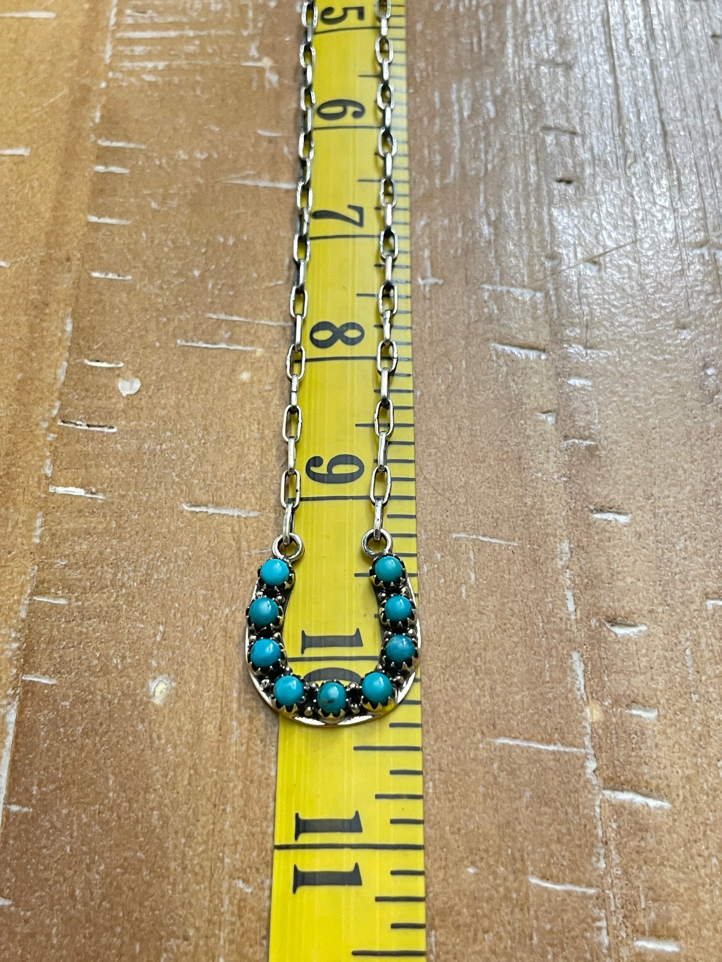 Kingman Turquoise Horseshoe Necklace | Sterling Silver 925 | B904