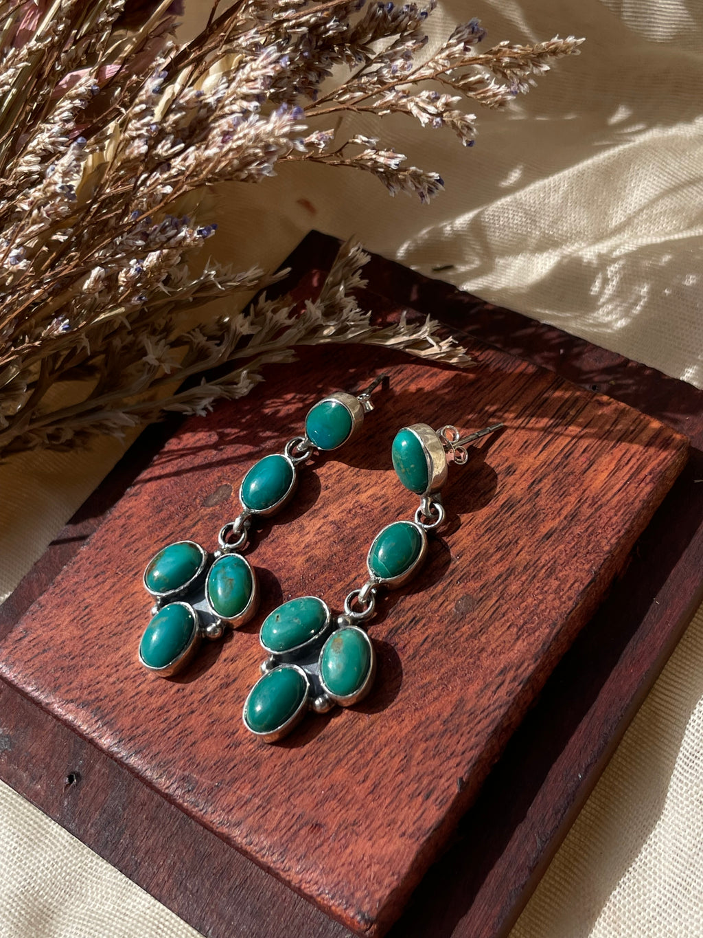Kingman Turquoise Stud Dangle Earrings | 925 Sterling Silver G657